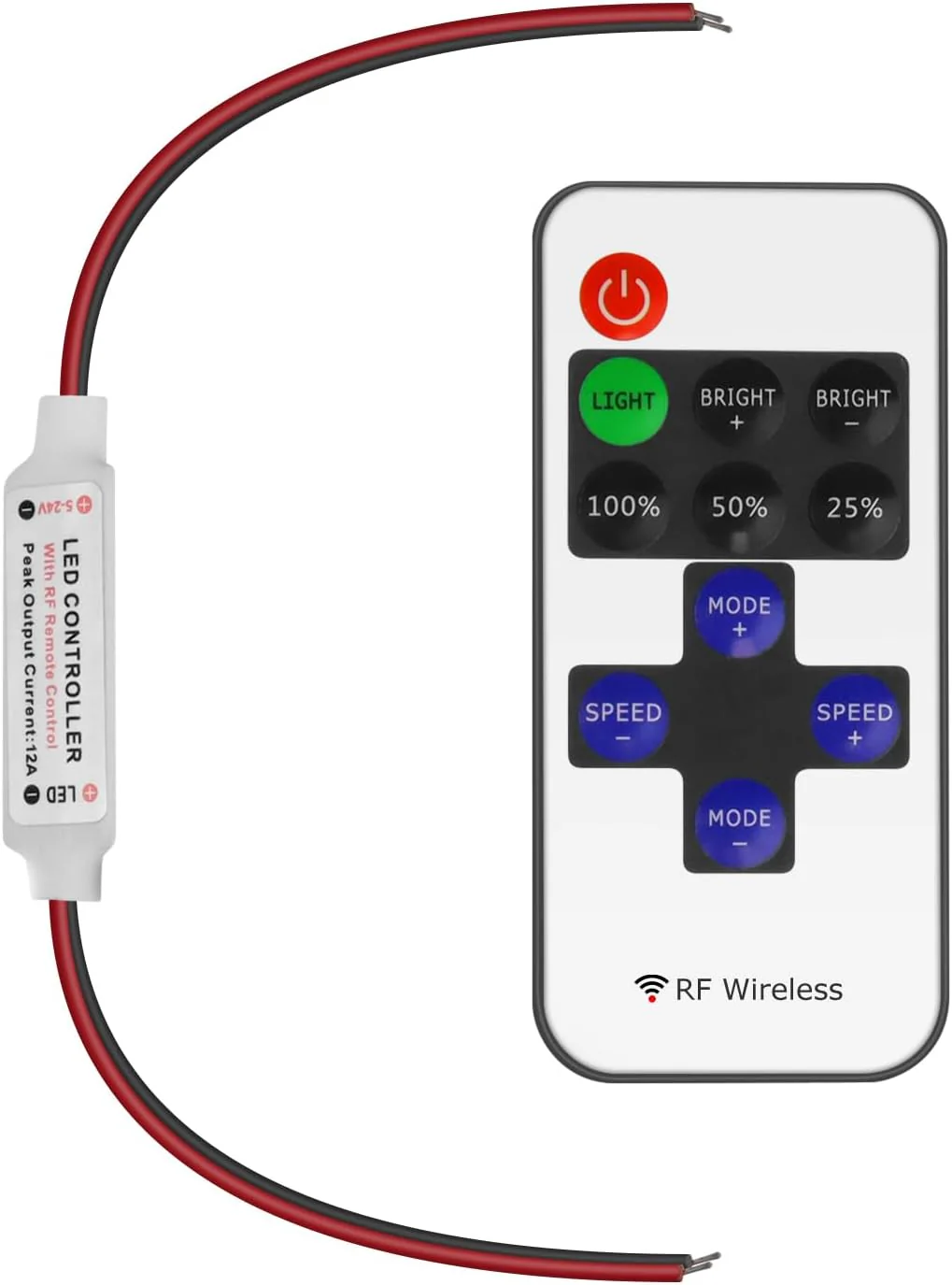 LED Strip Controller – 5V/24V – White RF Remote with Dimmer Function | For Single Color 5050/3528 Strips - Image 10