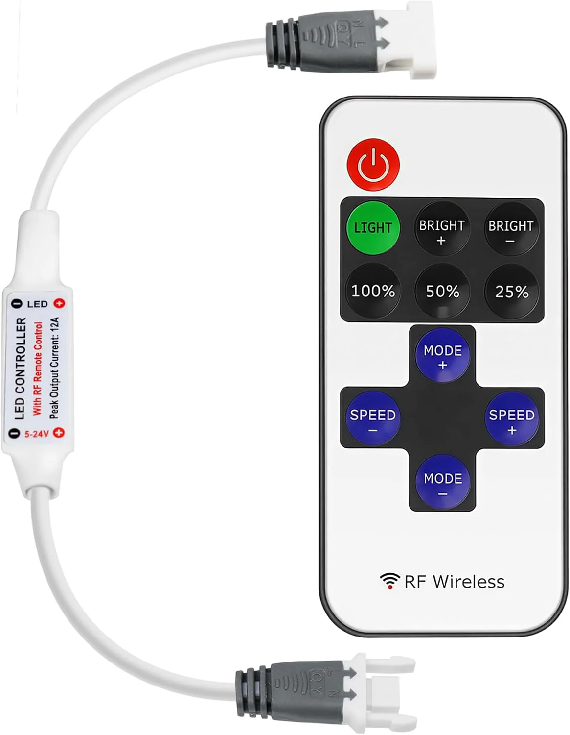 LED Strip Controller – 5V/24V – White RF Remote with Dimmer Function | For Single Color 5050/3528 Strips - Image 15