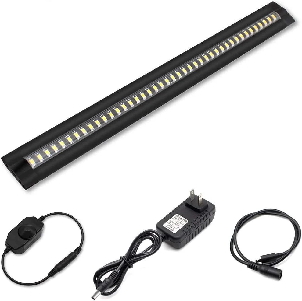1/2/3 Pack 13 Inch Under Cabinet Light – 12V 5W | Warm / Nature White | Knob Dimmer | Adhesive Mount | Slim Design for Kitchen & Closet – Black Finish