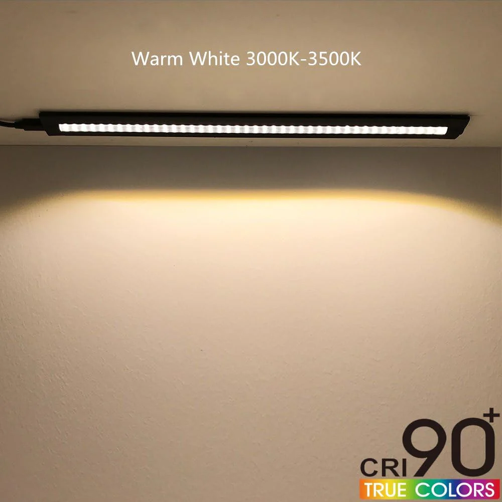1/2/3 Pack 13 Inch Under Cabinet Light – 12V 5W | Warm / Nature White | Knob Dimmer | Adhesive Mount | Slim Design for Kitchen & Closet – Black Finish - Image 2