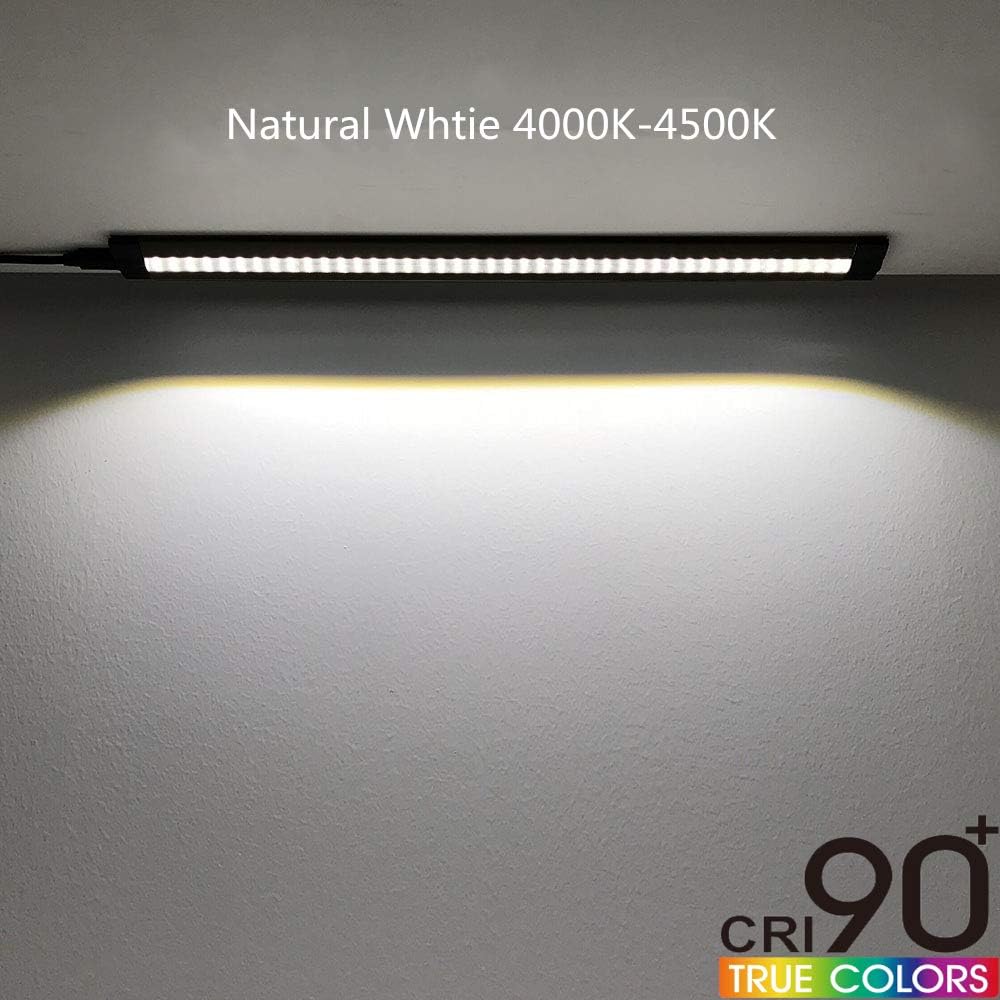1/2/3 Pack 13 Inch Under Cabinet Light – 12V 5W | Warm / Nature White | Knob Dimmer | Adhesive Mount | Slim Design for Kitchen & Closet – Black Finish - Image 3