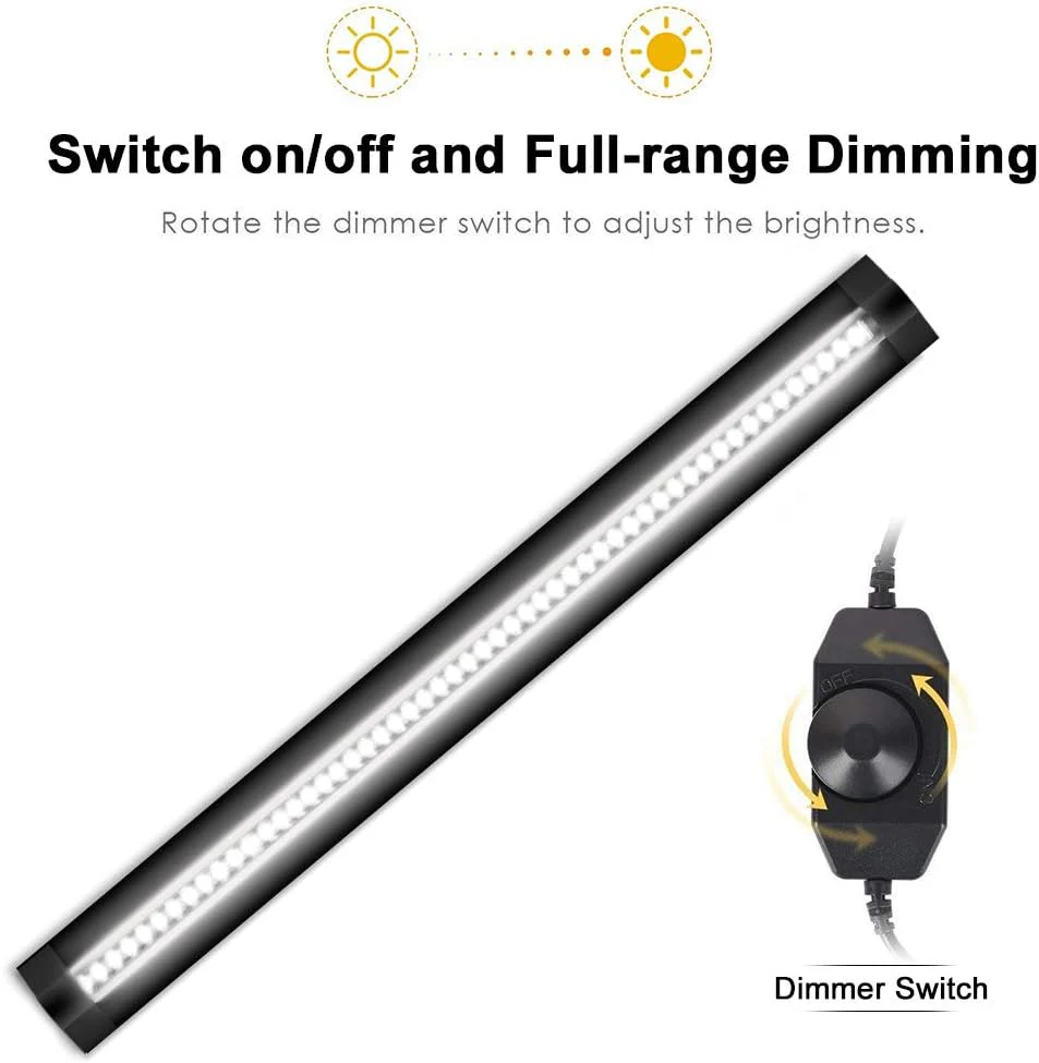 1/2/3 Pack 13 Inch Under Cabinet Light – 12V 5W | Warm / Nature White | Knob Dimmer | Adhesive Mount | Slim Design for Kitchen & Closet – Black Finish - Image 4