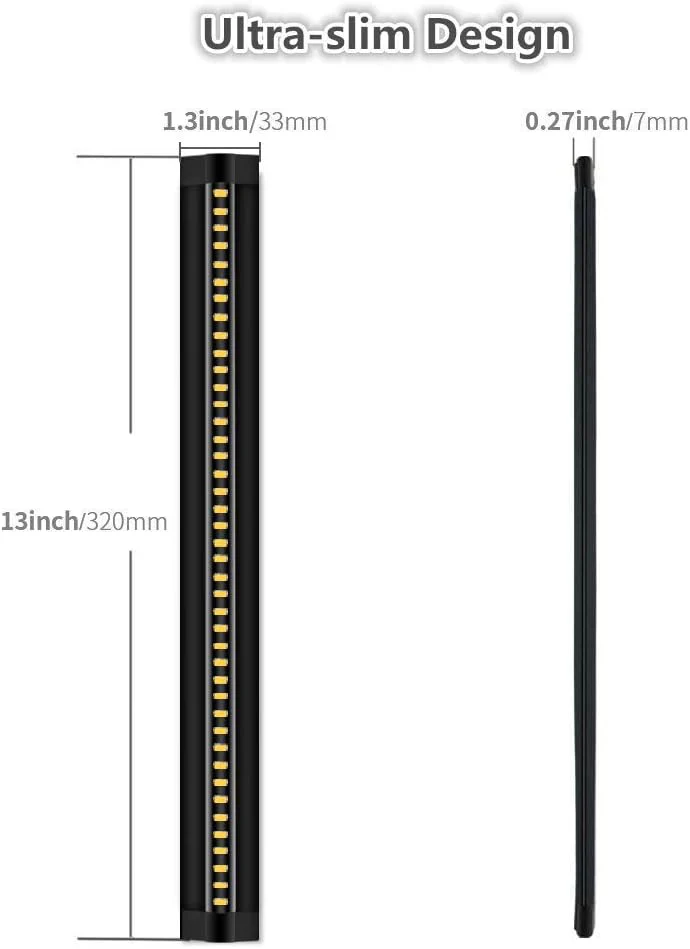 1/2/3 Pack 13 Inch Under Cabinet Light – 12V 5W | Warm / Nature White | Knob Dimmer | Adhesive Mount | Slim Design for Kitchen & Closet – Black Finish - Image 6