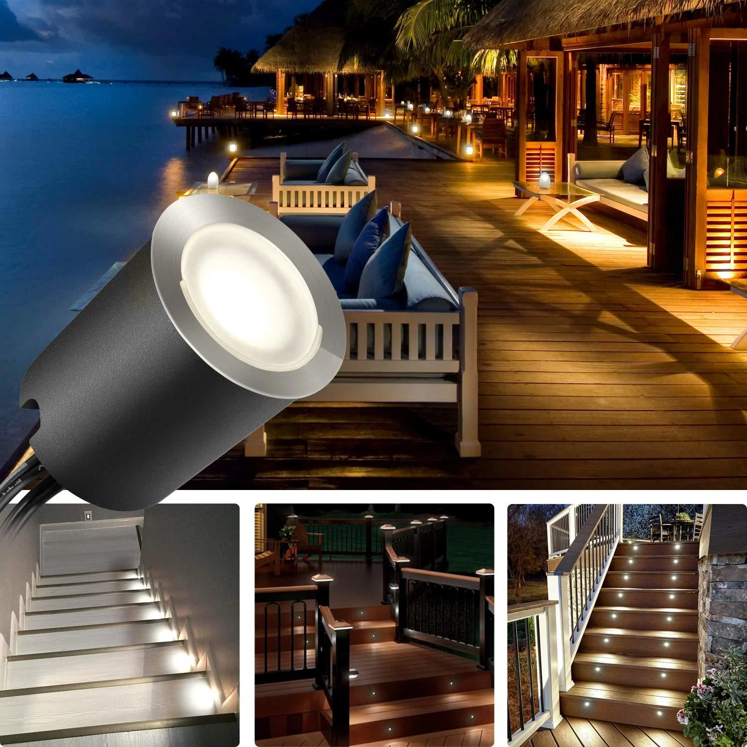 10/16-Pack Recessed LED Deck Lights – 0.6W Each | Warm White / Natural White | AC100–265V Input with Power Adapter | US / EU / UK / AU Plug Options | IP67 Waterproof Inground Step Lights Kit for Deck, Garden, Yard, Stairs & Pathway Lighting - Image 11