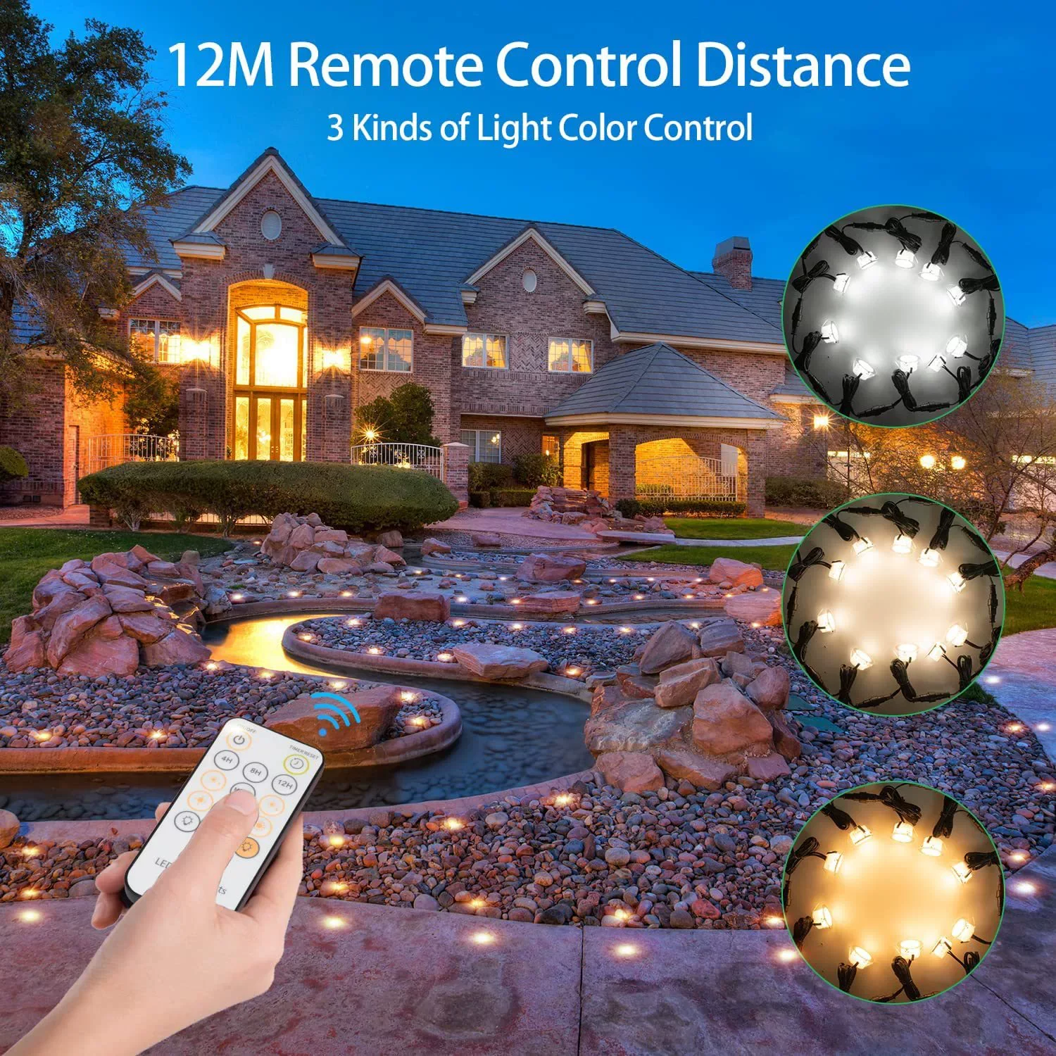 10-Pack Recessed LED Deck Lights – 0.8W Each | 3CCT Selectable 3000K / 4000K / 6000K  | Remote Control Color Temperature Switching | AC100–265V Input with Power Adapter | US / EU / UK / AU Plug Options | IP67 Waterproof Inground Step Lights Kit - Image 5