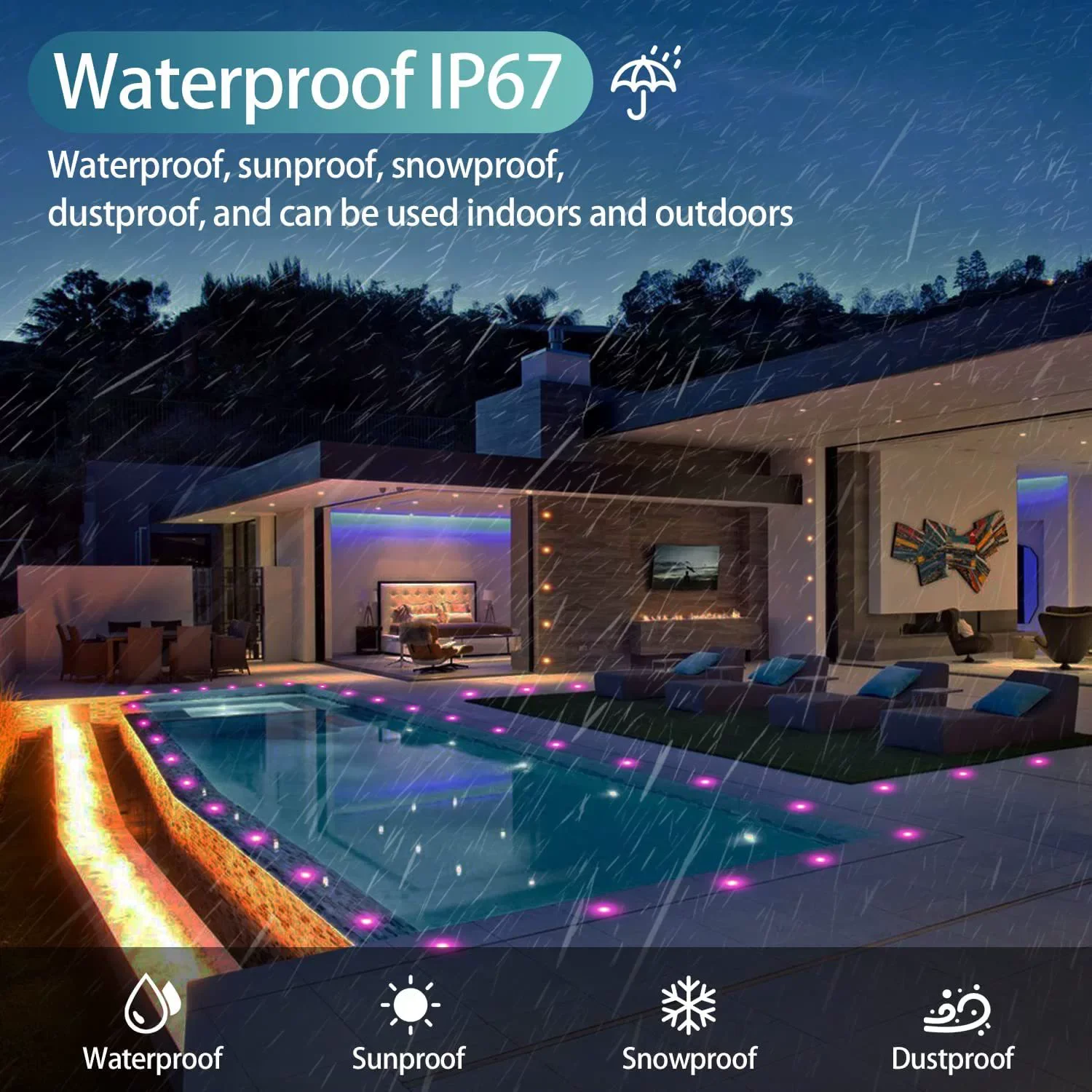 10-Pack RGB Recessed LED Deck Lights – Remote Control | AC100–265V Input with Power Adapter | US / EU / UK / AU Plug Options | IP67 Waterproof Inground Step Lights Kit for Deck, Garden, Yard, Stairs & Pathway Lighting - Image 4