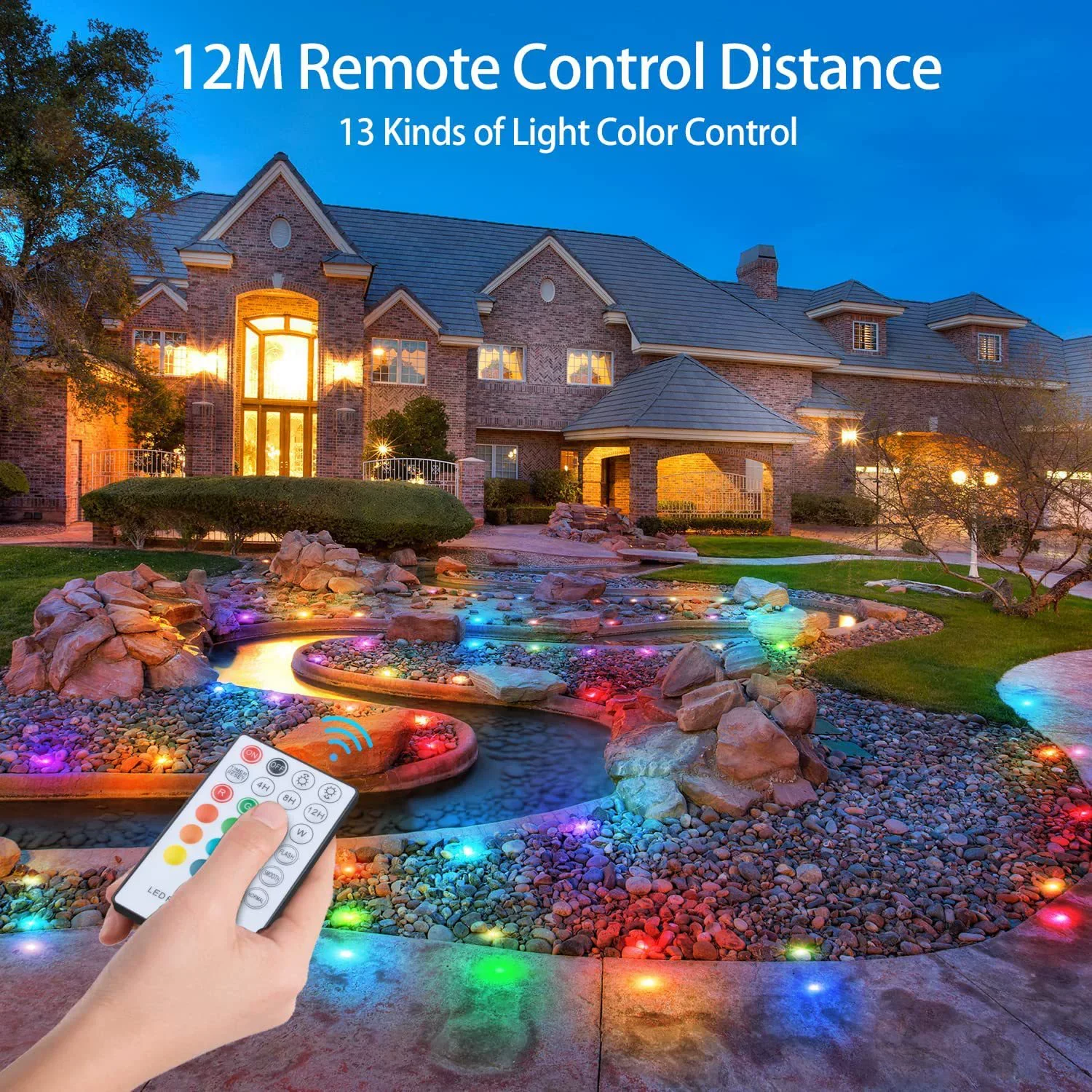10-Pack RGB Recessed LED Deck Lights – Remote Control | AC100–265V Input with Power Adapter | US / EU / UK / AU Plug Options | IP67 Waterproof Inground Step Lights Kit for Deck, Garden, Yard, Stairs & Pathway Lighting - Image 5