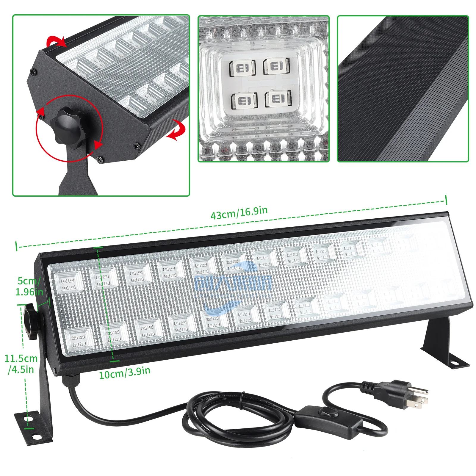 100W UV LED Wall Washer Light – 395–400nm Black Light |AC110V / AC220V| Plug-in with On/Off Switch | Fluorescent Effect for Stage, Party & Event Lighting | 1 / 2-Pack - Image 5