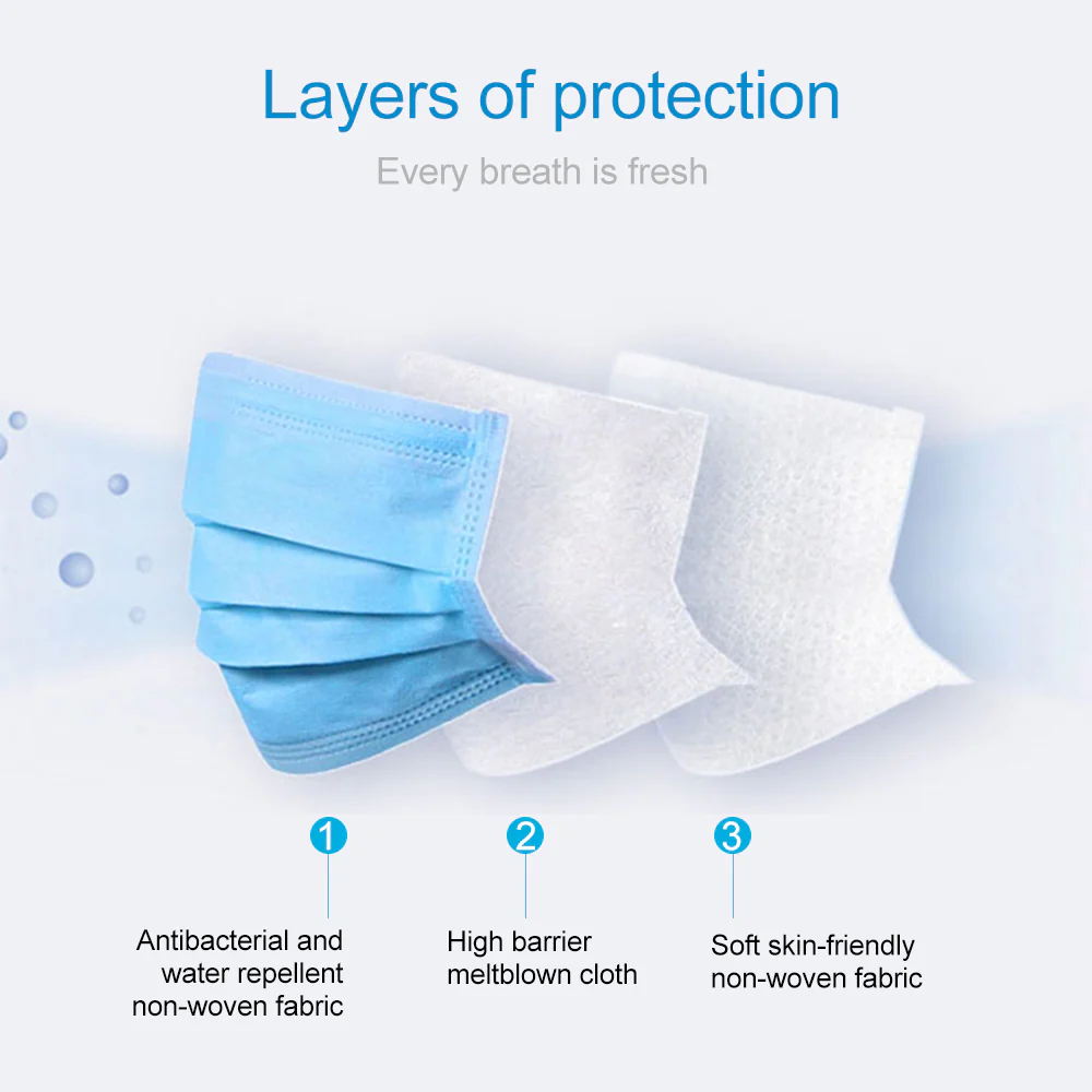 10Pack of BFE95% Face Masks, 3-Ply Cotton Filter Medical Sanitary for Dust, Germ Protection - Image 2