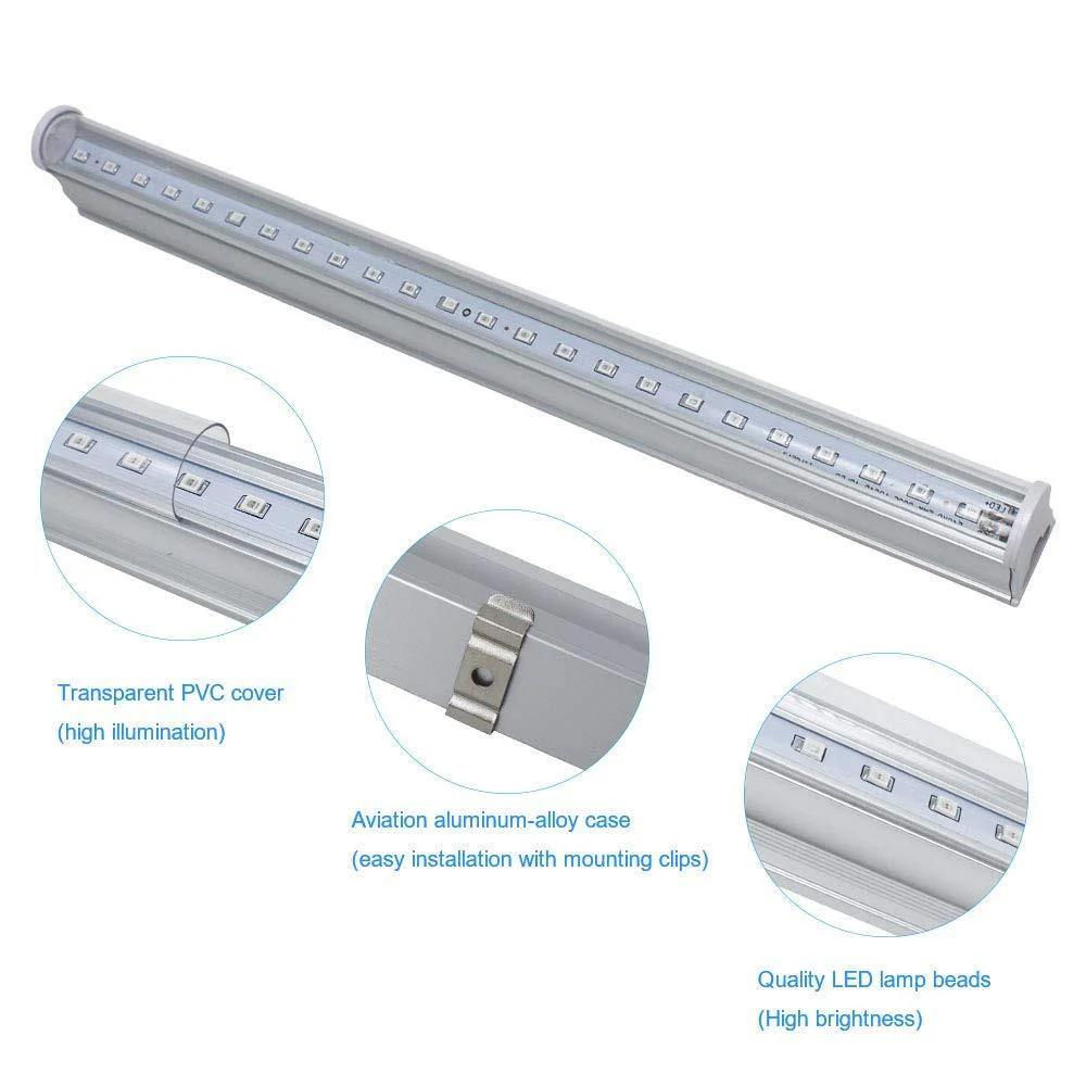 10Pcs 1/2/3/4 Ft LED Tube T5 Grow Light Red/Blue Spectrum(R:B=5:1) Clear Lens for Indoor Plant Veg and Flower Hydroponic Greenhouse Growing Bar Light - Image 4