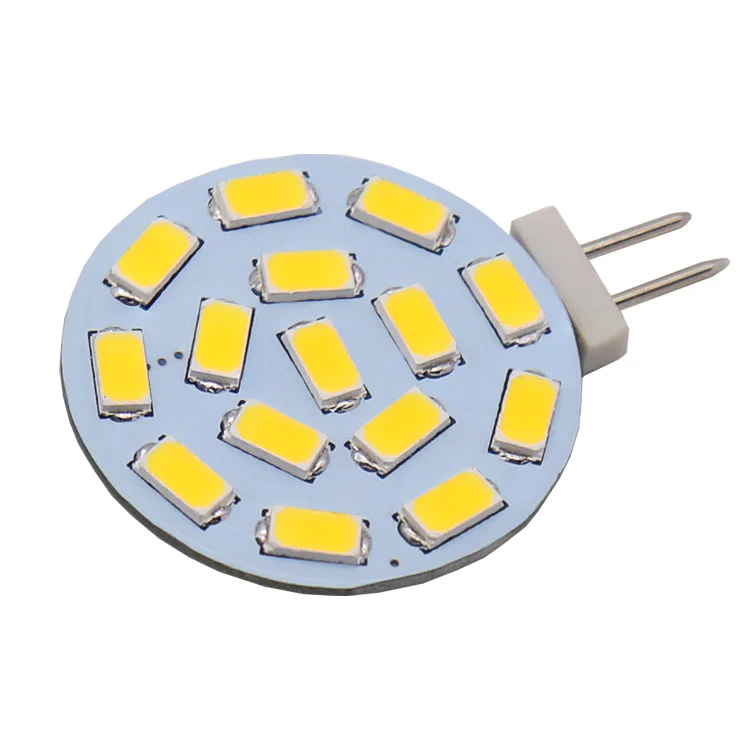 10PCS Pack 2 Watt (20 Watt Equivalent) AC/DC 10-30 V Flat Round Wafer Disc Light Bulb G4 Bi-pin base Lamps with 15 pcs LED SMD5630