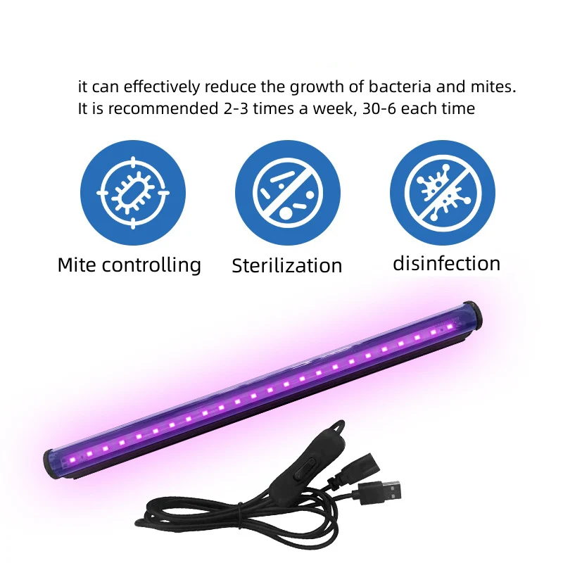 10W 12.6inches T8 LED UV 395-400nm Black Light Strip, LED Tube Light for Bedroom Halloween Decorations and Christmas Party, Fun Atmosphere, Black Light Poster 6ft Power Cord with Built-in ON/Off Switch - Image 4