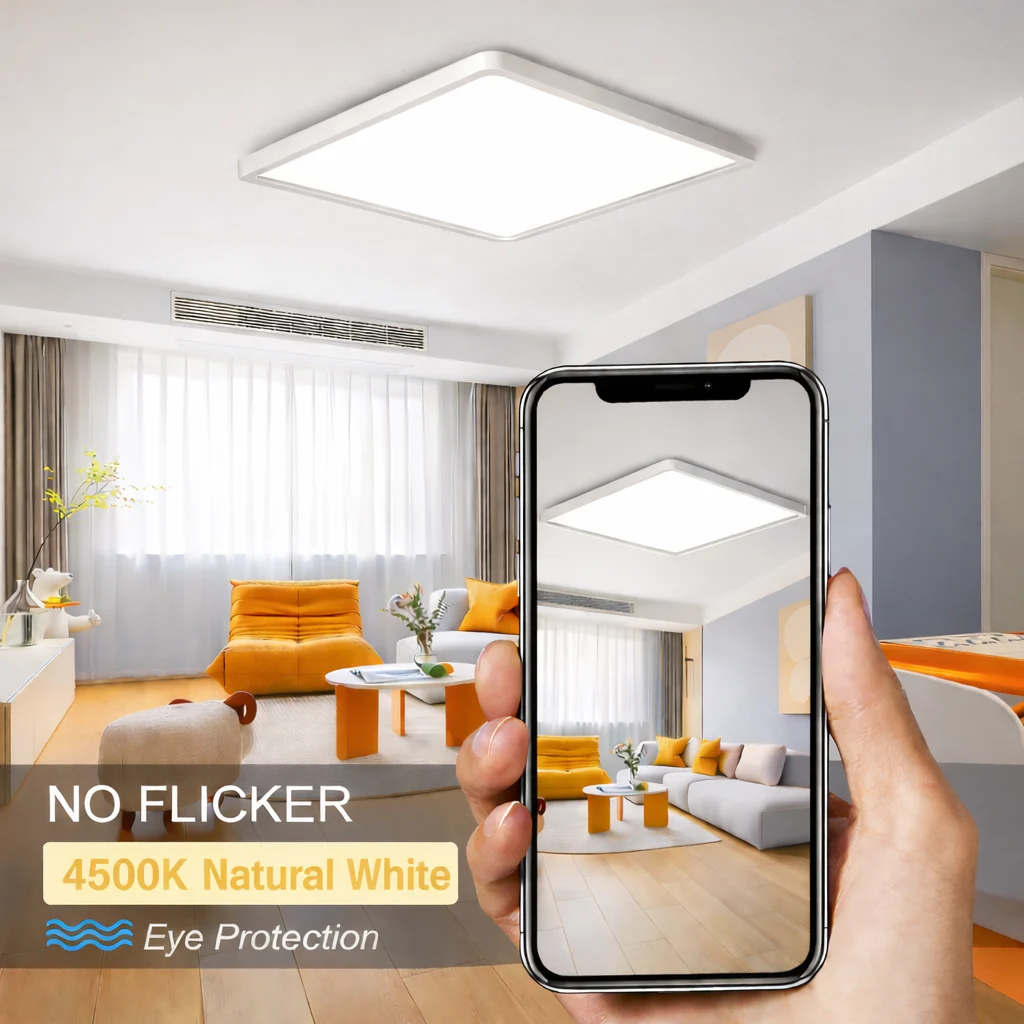 12.0 Inch Square LED Ceiling Light – 24W – White – 3000K / 4500K / 5000K / 6500K – Flush Mount Ceiling Light – Local Stock (US/UK/DE) - Image 9