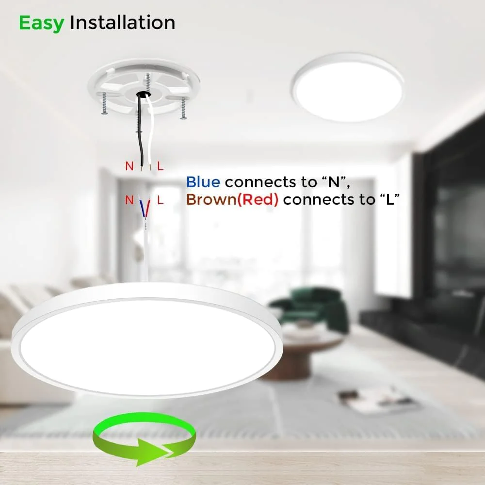 12 Inch Round LED Ceiling Light – 24W – White – 3000K / 4500K / 5000K / 6500K – Flush Mount Ceiling Light – Local Stock (US/UK/DE) - Image 6