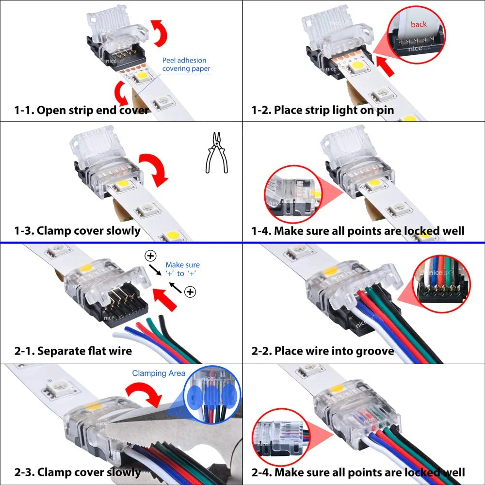 10pcs 12MM 5PIN RGBW LED Strip Connector fit for 12mm Wide PCB LED Strip - Image 7