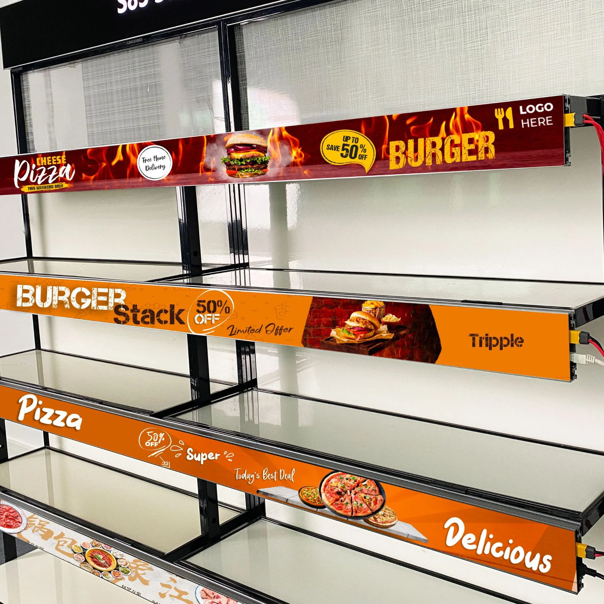 S60PRO Shelf LED Display Screen, 60mm Tall P1.875 GOB LED Stretched Bar Screen - Image 2