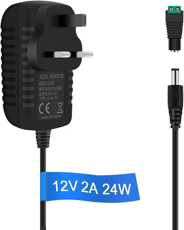 12V Power Supply Adapter 12W/24W, AC 100–240V Input, Wall Plug Transformer, Black Case — US/UK Plug, LED Driver for Strip/CCTV/Electronics - Image 7