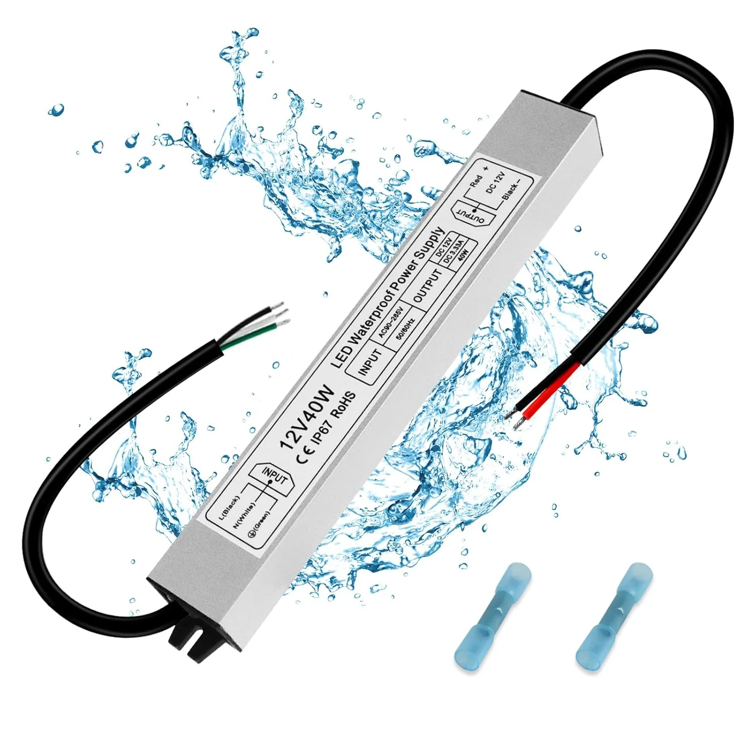 12V Waterproof LED Power Supply 30W–300W, 90–265V Input, Single/Dual Wire Output, Outdoor LED Driver, CE/RoHS/FCC —US/UK/EU Plug & Wire Leads Options - Image 18