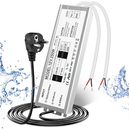 12V Waterproof LED Power Supply 30W–300W, 90–265V Input, Single/Dual Wire Output, Outdoor LED Driver, CE/RoHS/FCC —US/UK/EU Plug & Wire Leads Options - Image 35