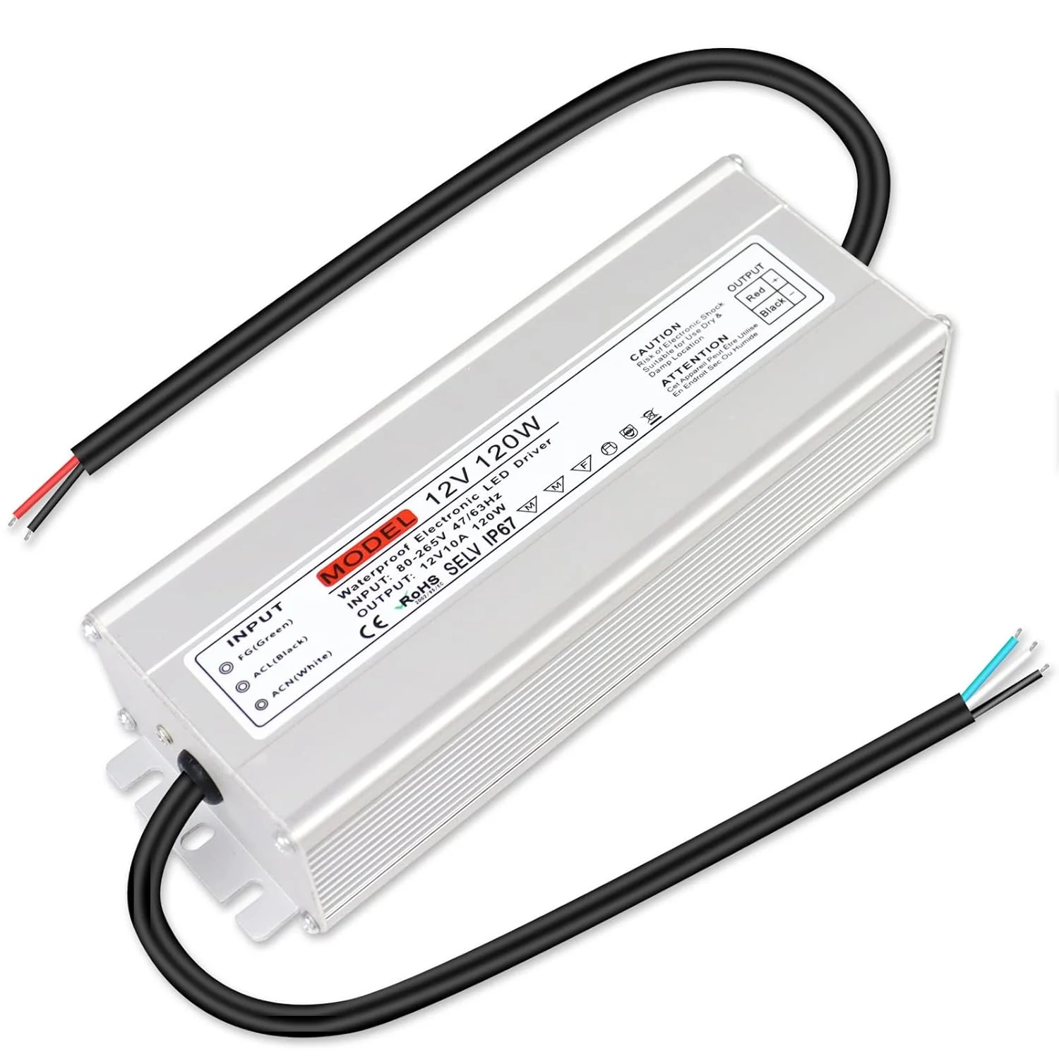 12V Waterproof LED Power Supply 30W–300W, 90–265V Input, Single/Dual Wire Output, Outdoor LED Driver, CE/RoHS/FCC —US/UK/EU Plug & Wire Leads Options - Image 39