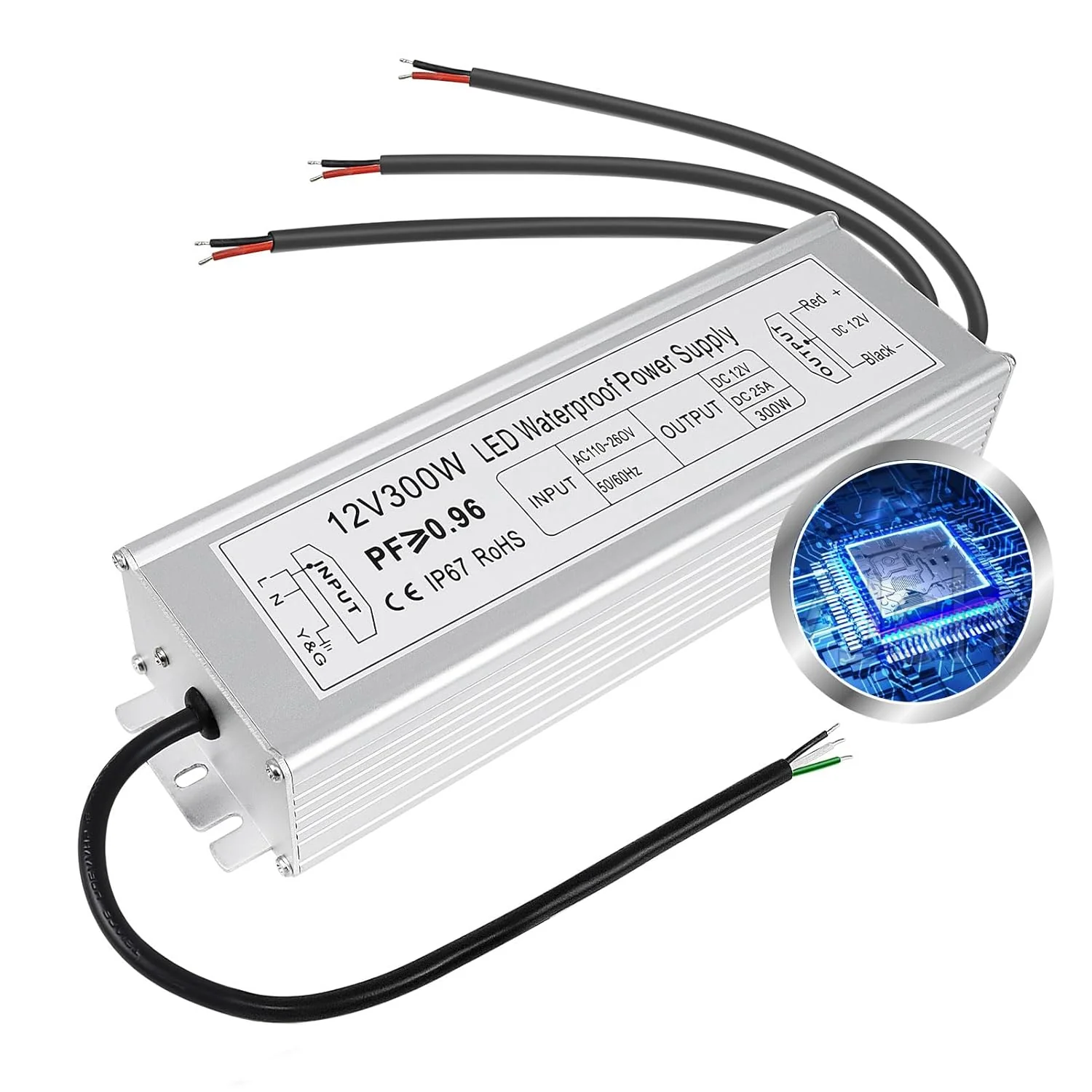 12V Waterproof LED Power Supply 30W–300W, 90–265V Input, Single/Dual Wire Output, Outdoor LED Driver, CE/RoHS/FCC —US/UK/EU Plug & Wire Leads Options - Image 41