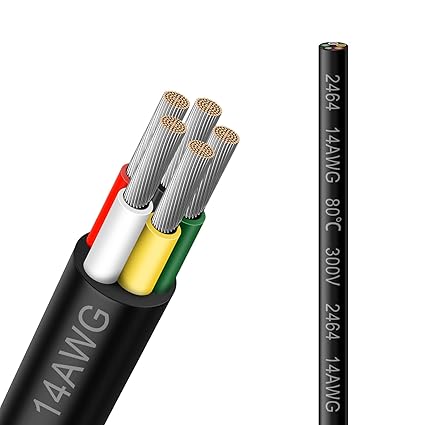 14 AWG Electrical Wire, 2/3/4/5 Conductor Stranded Tinned Copper Cable, Black/White PVC Multi-Core Extension Cord, Flexible Control Wire — 10/20/50m (33ft–165ft) Options - Image 10