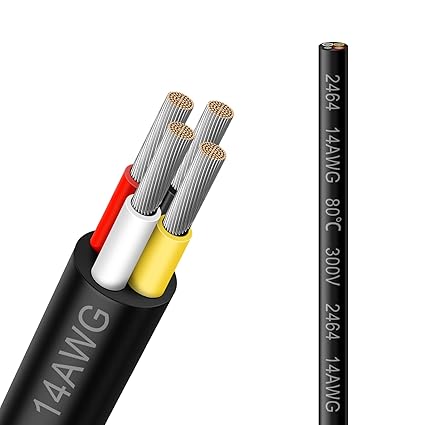 14 AWG Electrical Wire, 2/3/4/5 Conductor Stranded Tinned Copper Cable, Black/White PVC Multi-Core Extension Cord, Flexible Control Wire — 10/20/50m (33ft–165ft) Options - Image 9