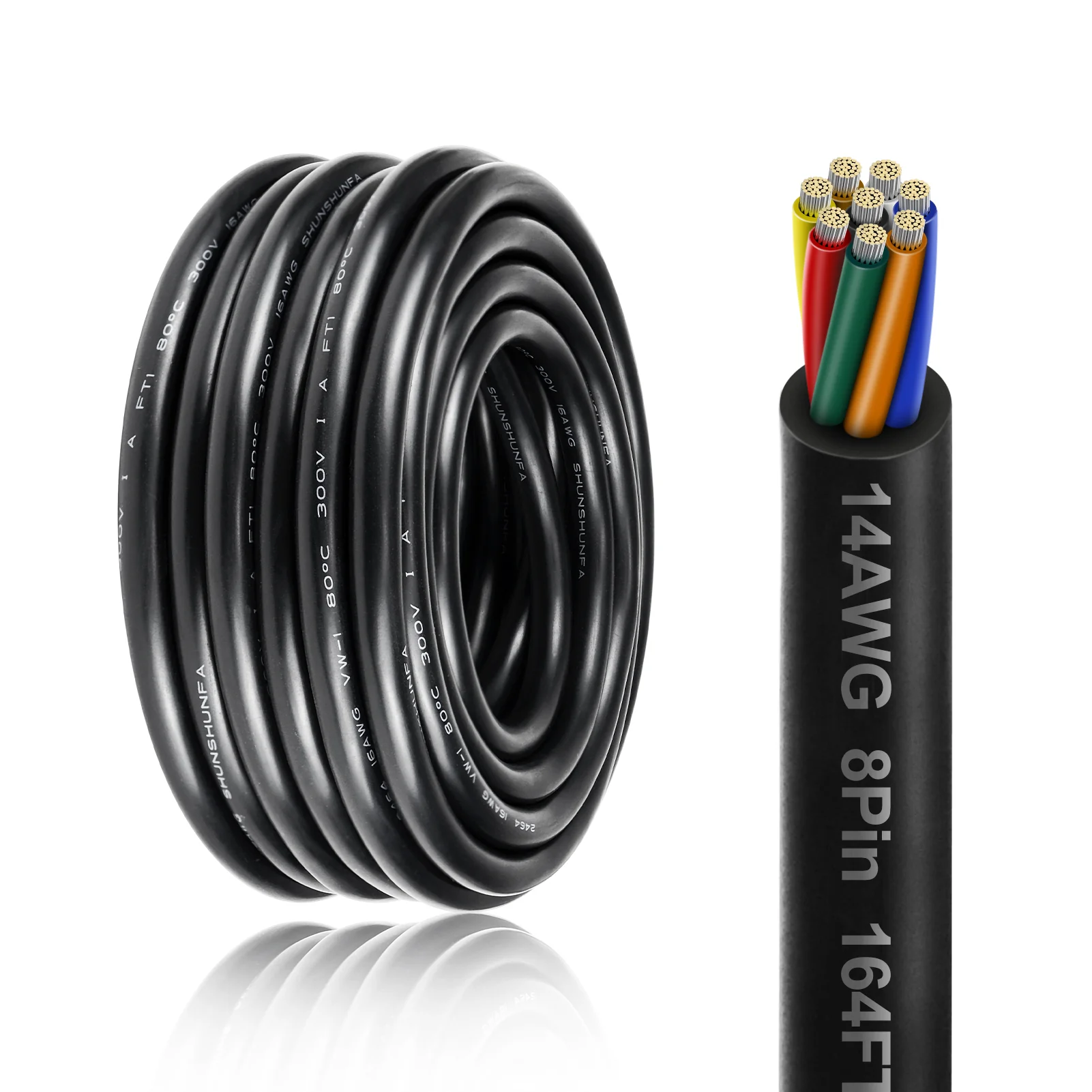 14 AWG Electrical Wire, 6/7/8 Conductor Stranded Tinned Copper Cable, Black/White PVC Multi-Core Power Cord, Flexible Control Extension Cable — 10/20/50m (33ft–165ft) Options - Image 10