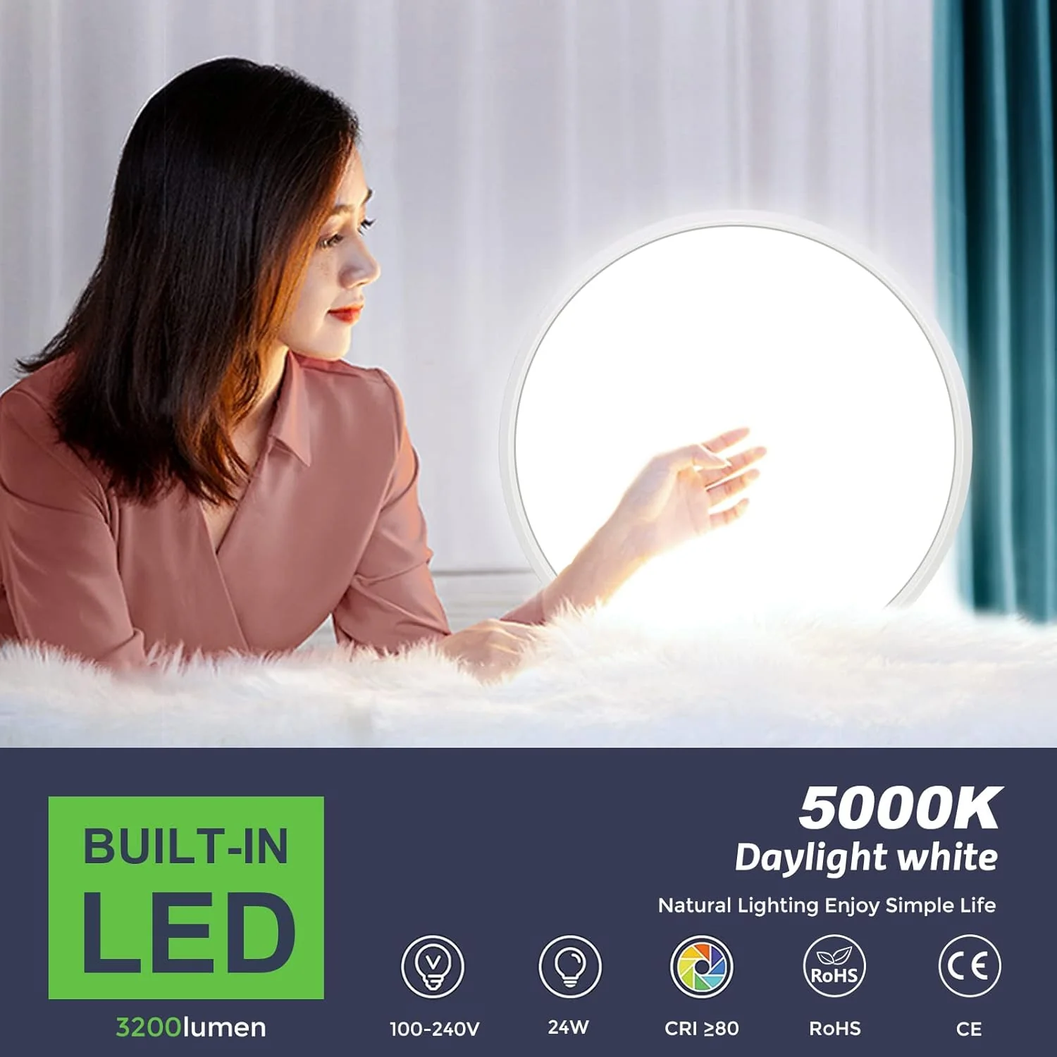 15.7 Inch Round LED Ceiling Light – 32W – White – 3000K / 4500K / 5000K / 6500K – Flush Mount Ceiling Light – Local Stock (US/UK/DE) - Image 7