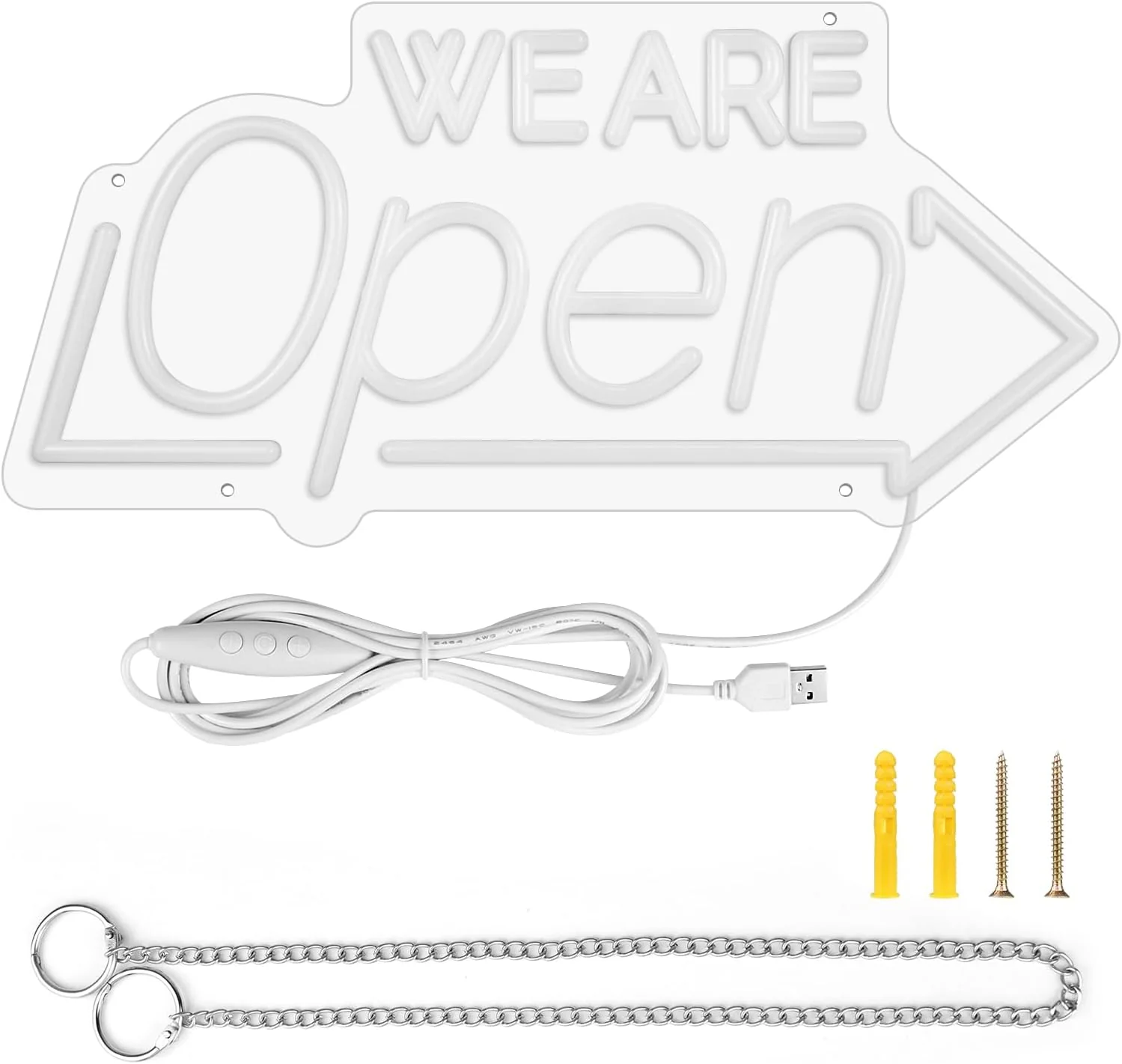 16.1"X 7.8" LED Neon WE ARE Open Sign, Dimmable Open Signs for Business, Bright Blue&Pink&Yellow Neon Open Sign Powered by USB, LED Sign for Coffee Shop Bar Salon Restaurant Pubs - Image 7