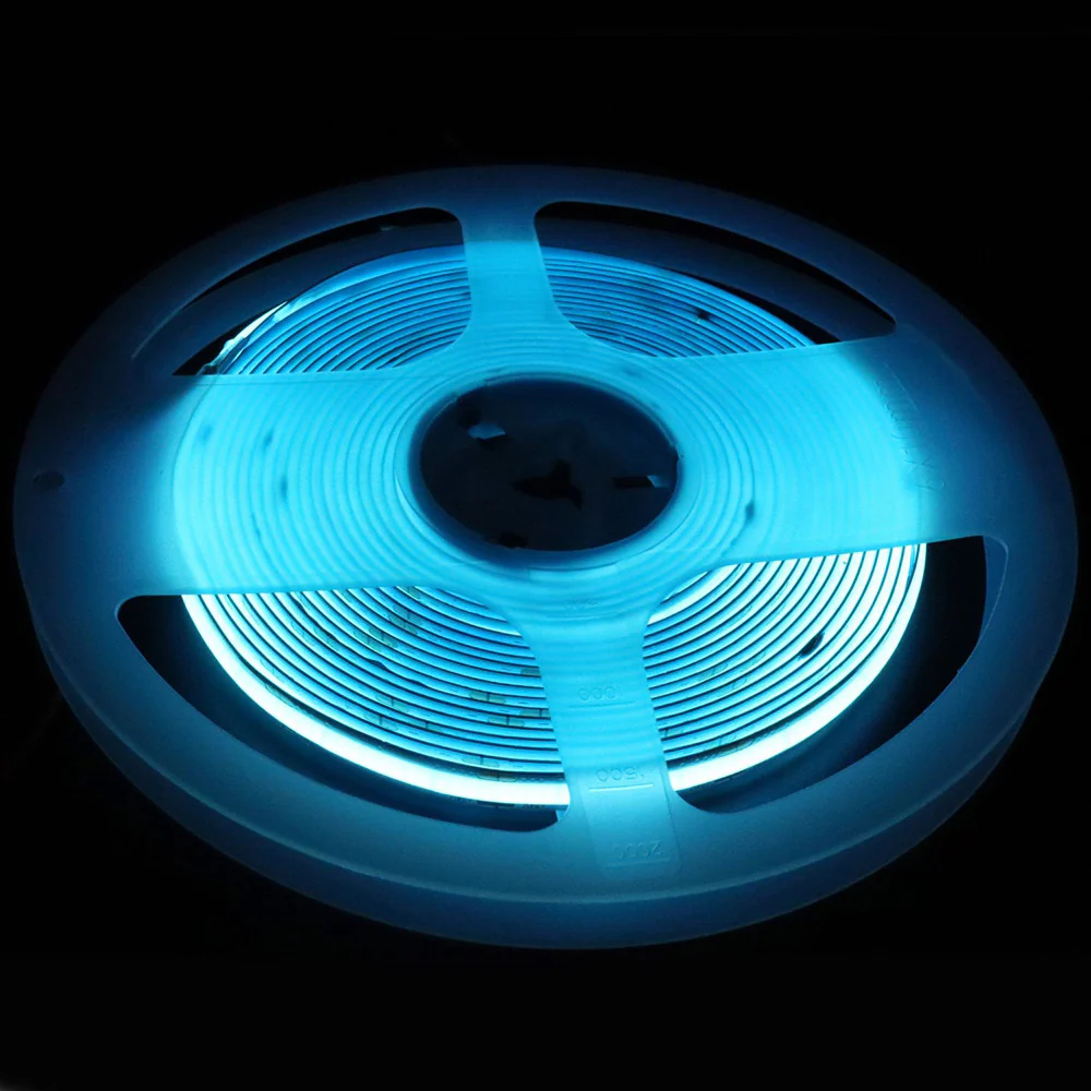 16.4FT (5Meters) Roll of Icy Blue Color COB LED Flex Strip Spot Free in 24V with 512 LEDs 14Watt per Meter Flexible LED Tape 10mm Wide PCB Non-waterproof - Image 3