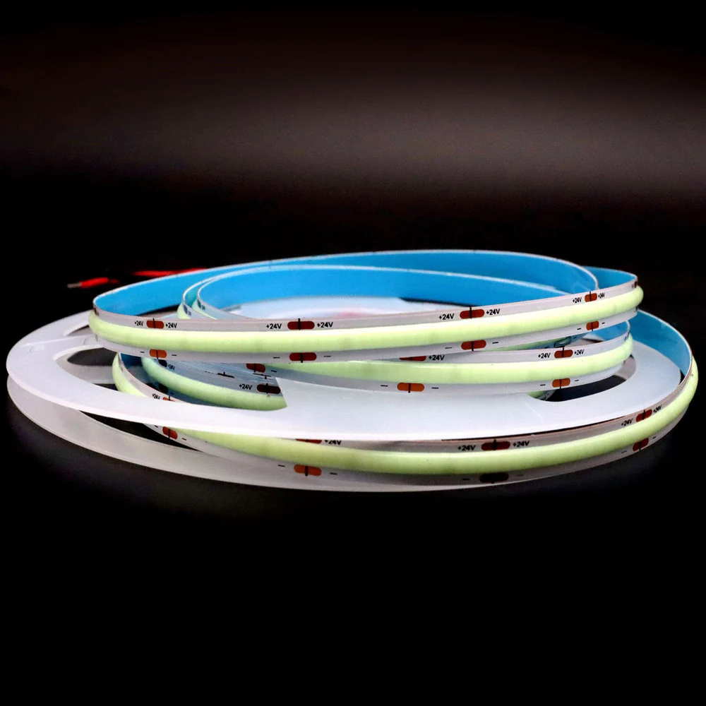16.4FT (5Meters) Roll of Icy Blue Color COB LED Flex Strip Spot Free in 24V with 512 LEDs 14Watt per Meter Flexible LED Tape 10mm Wide PCB Non-waterproof - Image 5