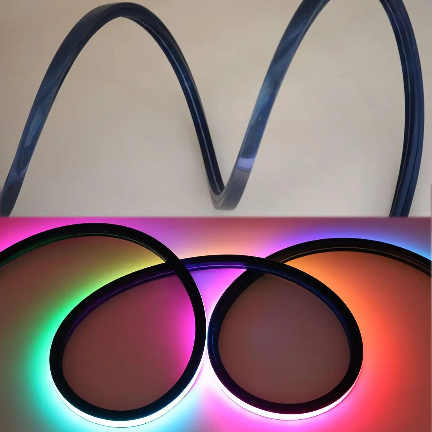16.4FT(5Meters) 10*10mm 120° Top Emitting IP67 Waterproof Flexible Full Black Silicon LED NEON Tube Housing Fit for 6mm Wide LED Strip Light - Image 6