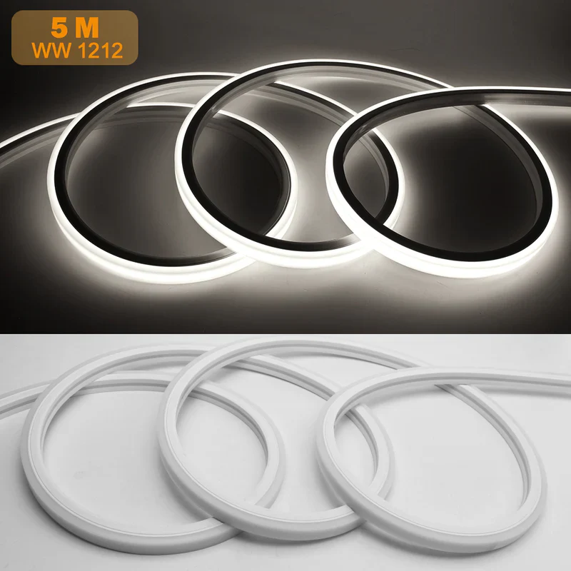 16.5ft/5M DC12V T1212 Silicone Waterproof Neon Flexible Strip LED Lights with 600LED SMD3528 LED - Image 4