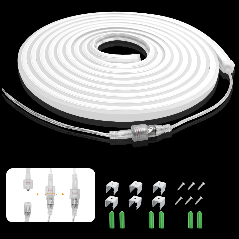 16.5ft/5M DC12V T1212 Silicone Waterproof Neon Flexible Strip LED Lights with 600LED SMD3528 LED - Image 6