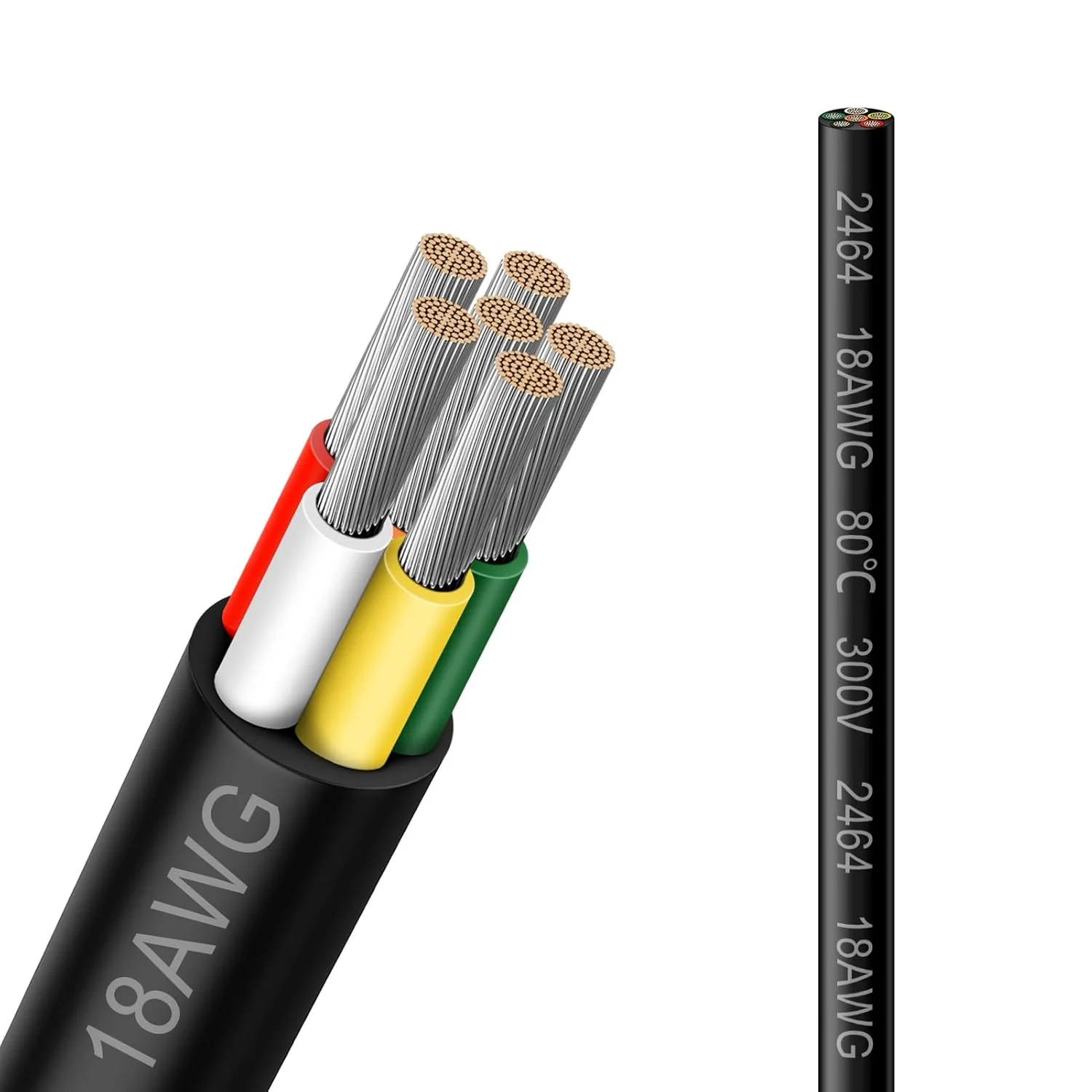 18 AWG Electrical Wire, 6/7/8 Conductor Stranded Tinned Copper Multi-Core Cable, Black/White PVC Flexible Control Extension Cord — 10/20/50m (33ft–165ft) Options - Image 8