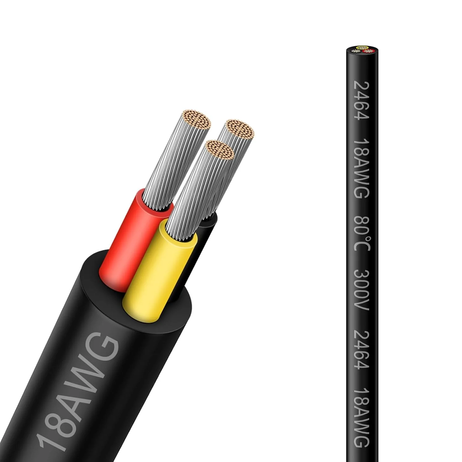 18 AWG Multi-Conductor Cable, 2/3/4/5 Core Stranded Tinned Copper Wire, Black/White PVC Jacket Extension Cord for Electrical Installations, 10/20/50m (33ft–165ft) Options - Image 15