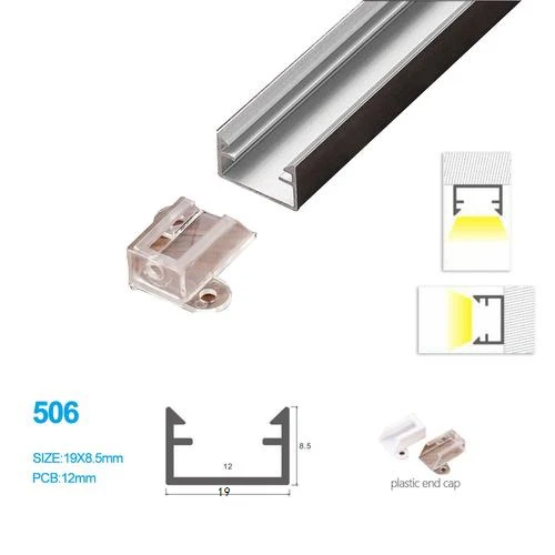 19*8.5MM LED Aluminum Profile Kit 506-B – 12mm Inner Width | Silver | Milky White Cover | With Installation Accessories | – Aluminum Profile – 1m / 2m / 3m | 50 / 100-Pack