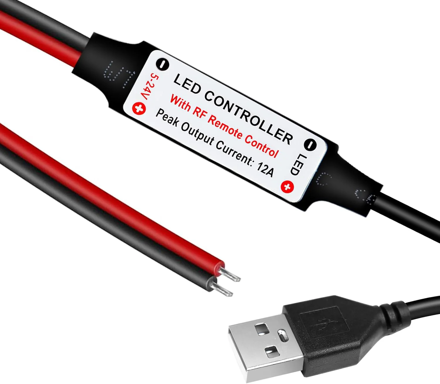 LED Strip Controller – 5V/24V – Black RF Remote with Dimmer Function | For Single Color 5050/3528 Strips - Image 12