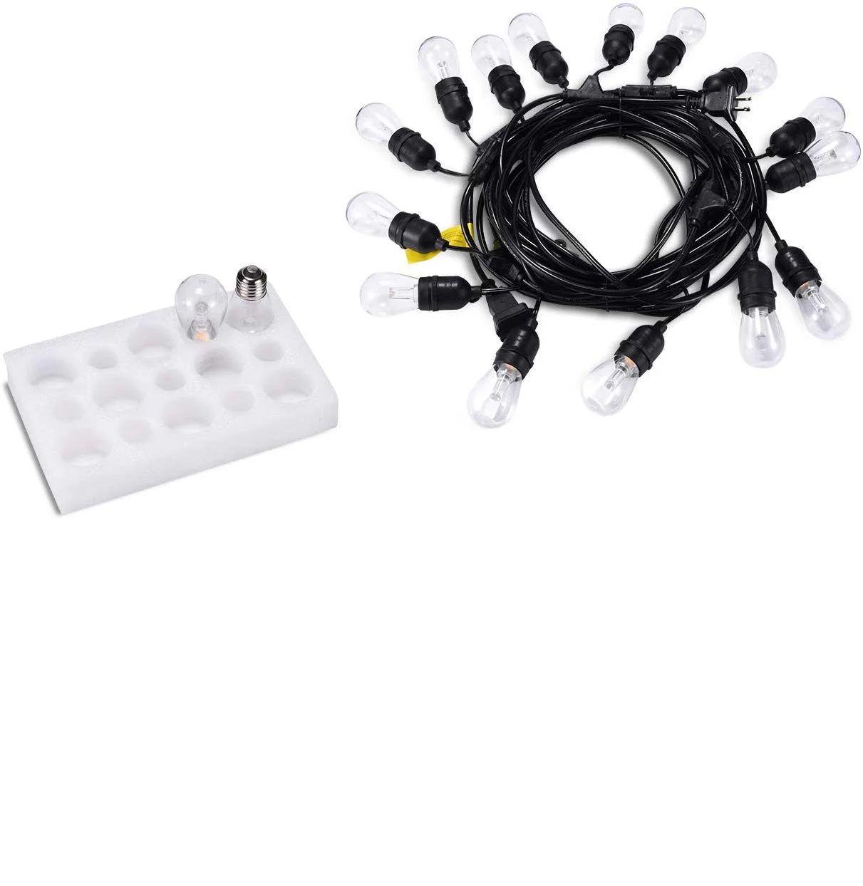 1Pack - Dimmable Waterproof LED Outdoor String Lights - Hanging, 2W Edison Bulbs - 48Ft Commercial Lights for Decor for Patio, Backyard, Garden, S14 Black - Warm White - Image 3