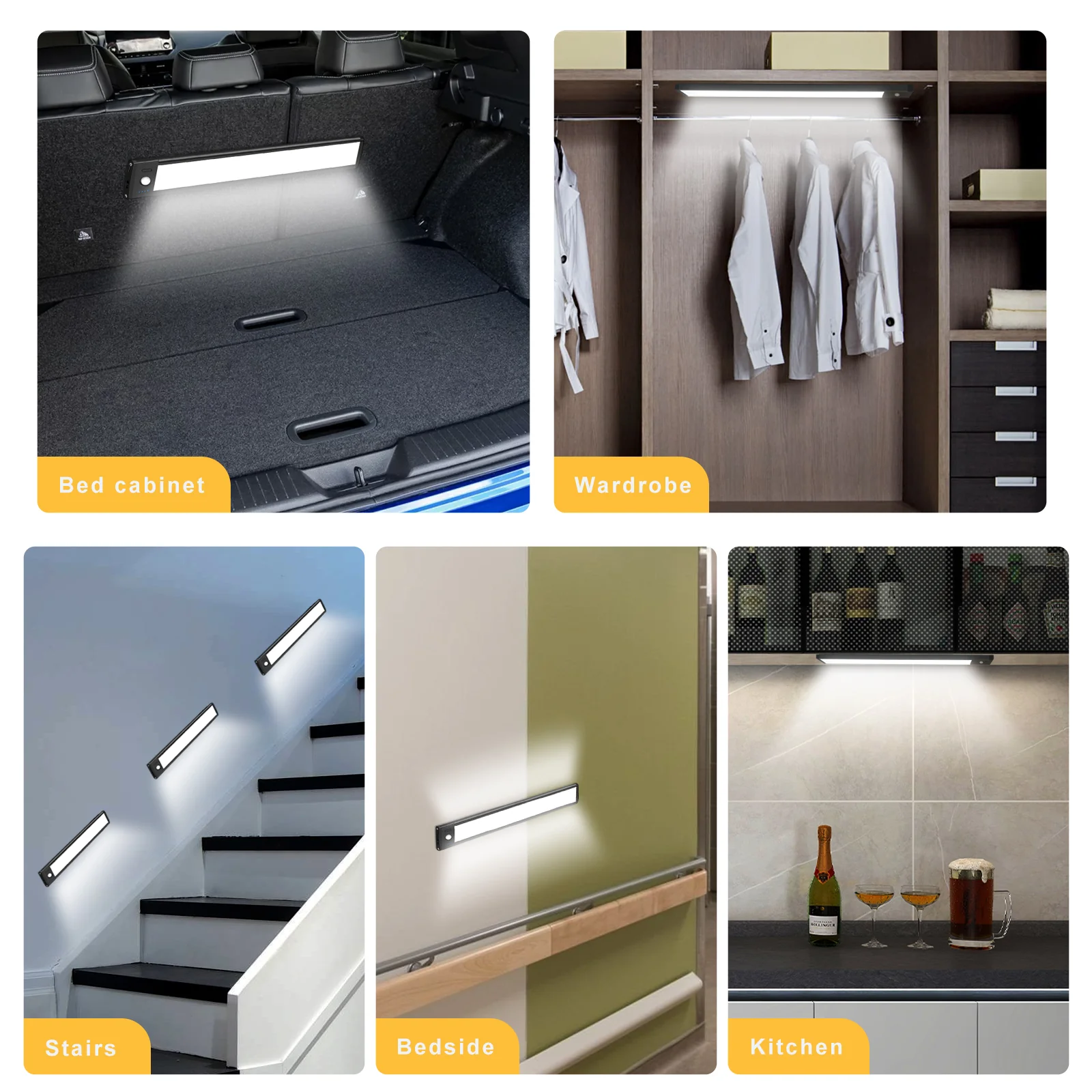 2 Pack Rechargeable Under Cabinet Light – 10” / 12.7” | 3CCT (3000K/4000K/6000K) | Motion Sensor & Touch Dimming | Slim Magnetic Design | Black Finish - Image 6
