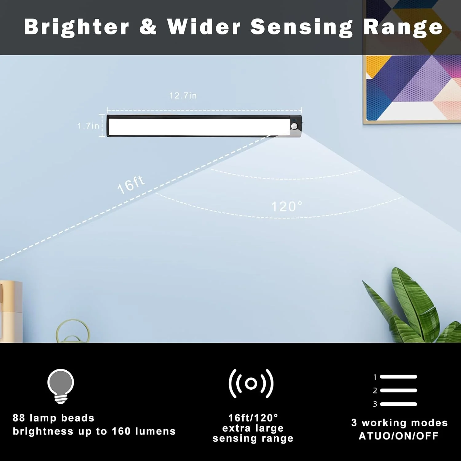 2 Pack Rechargeable Under Cabinet Light – 10” / 12.7” | 3CCT (3000K/4000K/6000K) | Motion Sensor & Touch Dimming | Slim Magnetic Design | Black Finish - Image 8