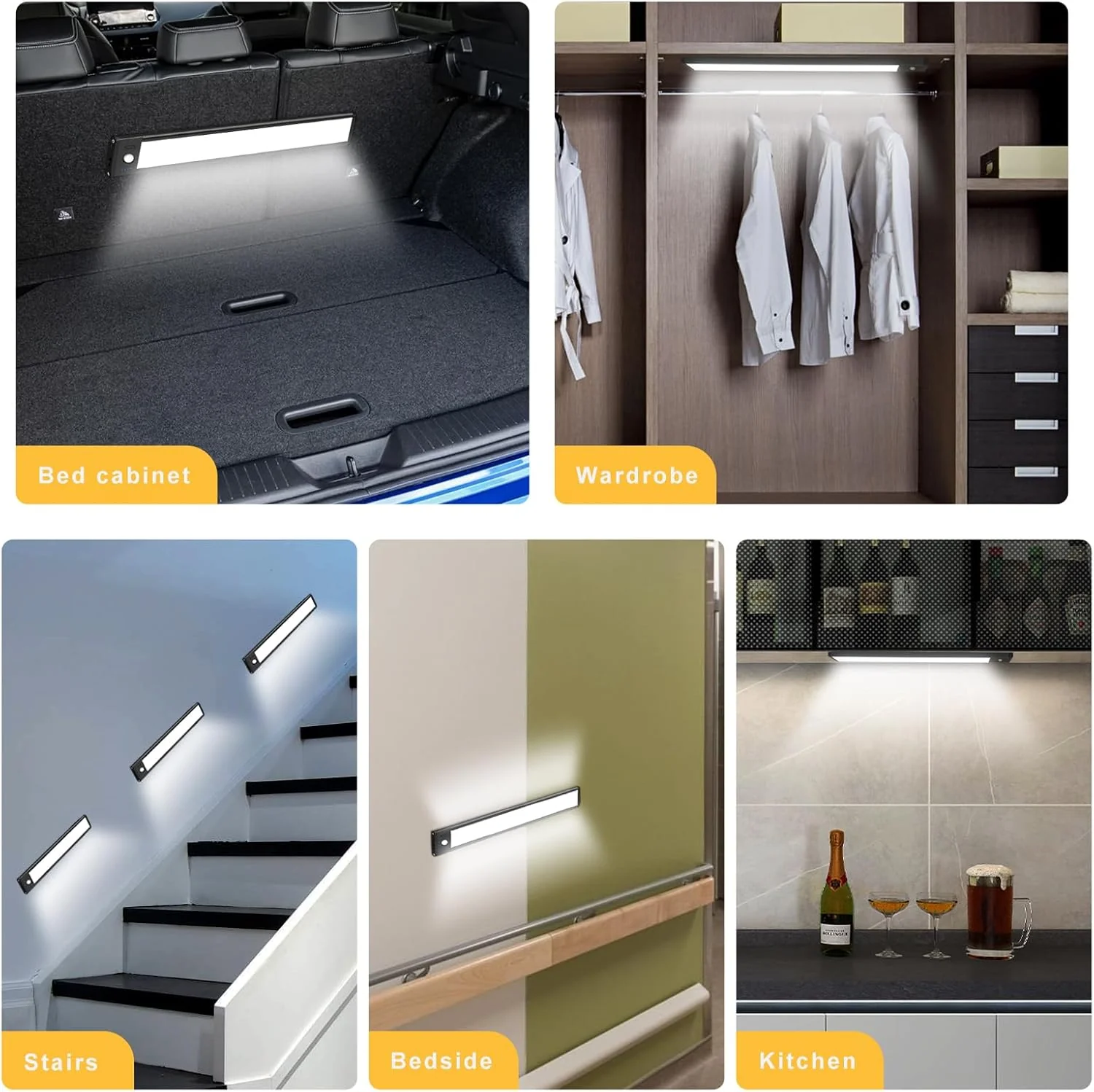 2 Pack Rechargeable Under Cabinet Light – 9” / 12” | 3CCT (3000K/4000K/6000K) | Motion Sensor & Touch Dimming | Magnetic Mount | Silver or Black Finish - Image 8