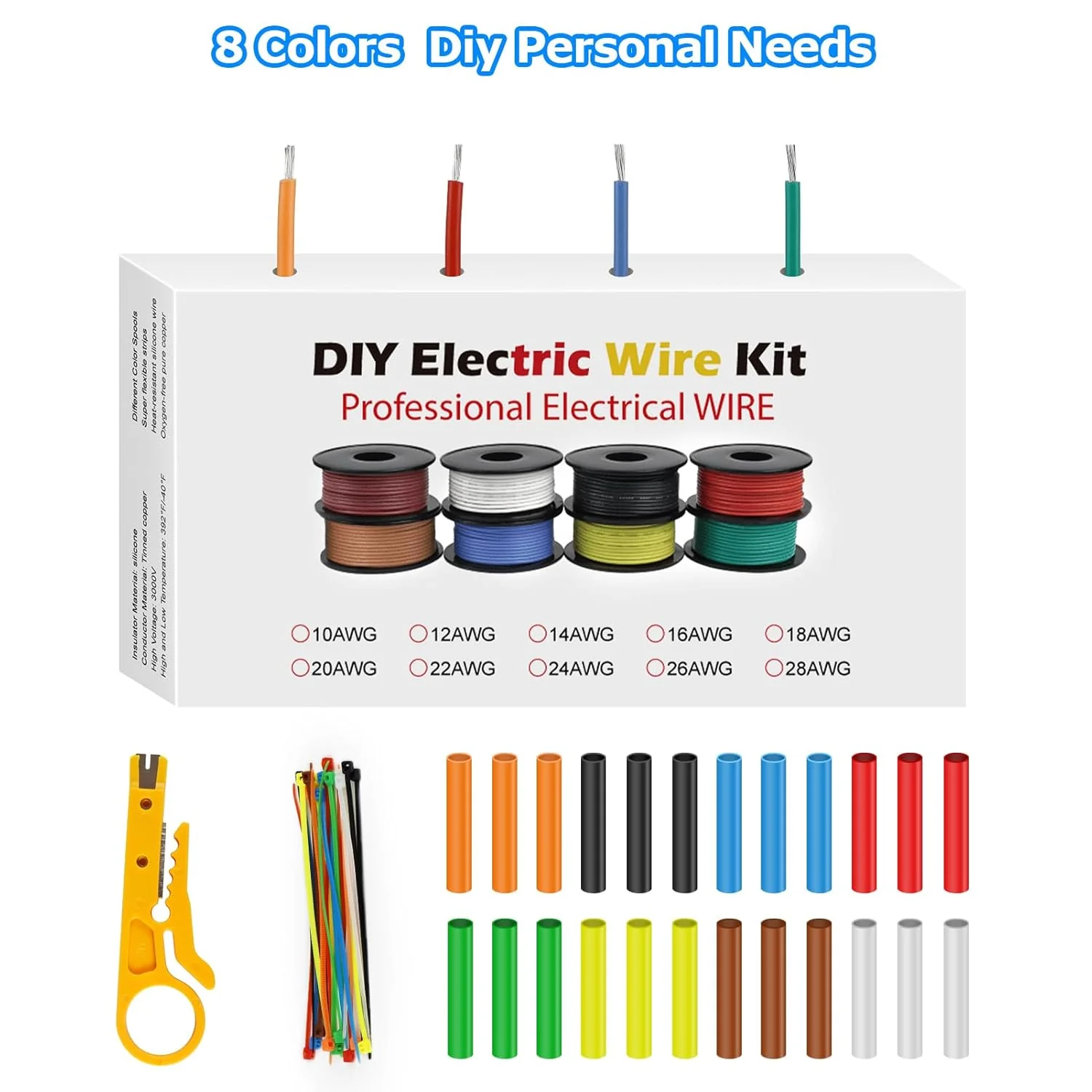 22 AWG Hook Up Wire Kit, Silicone Electrical Wire Spools, 3m–15m Each Roll × 8 Colors, Stranded Tinned Copper Cable for RC, LED Lighting, Automotive, DIY, Electronics - Image 5
