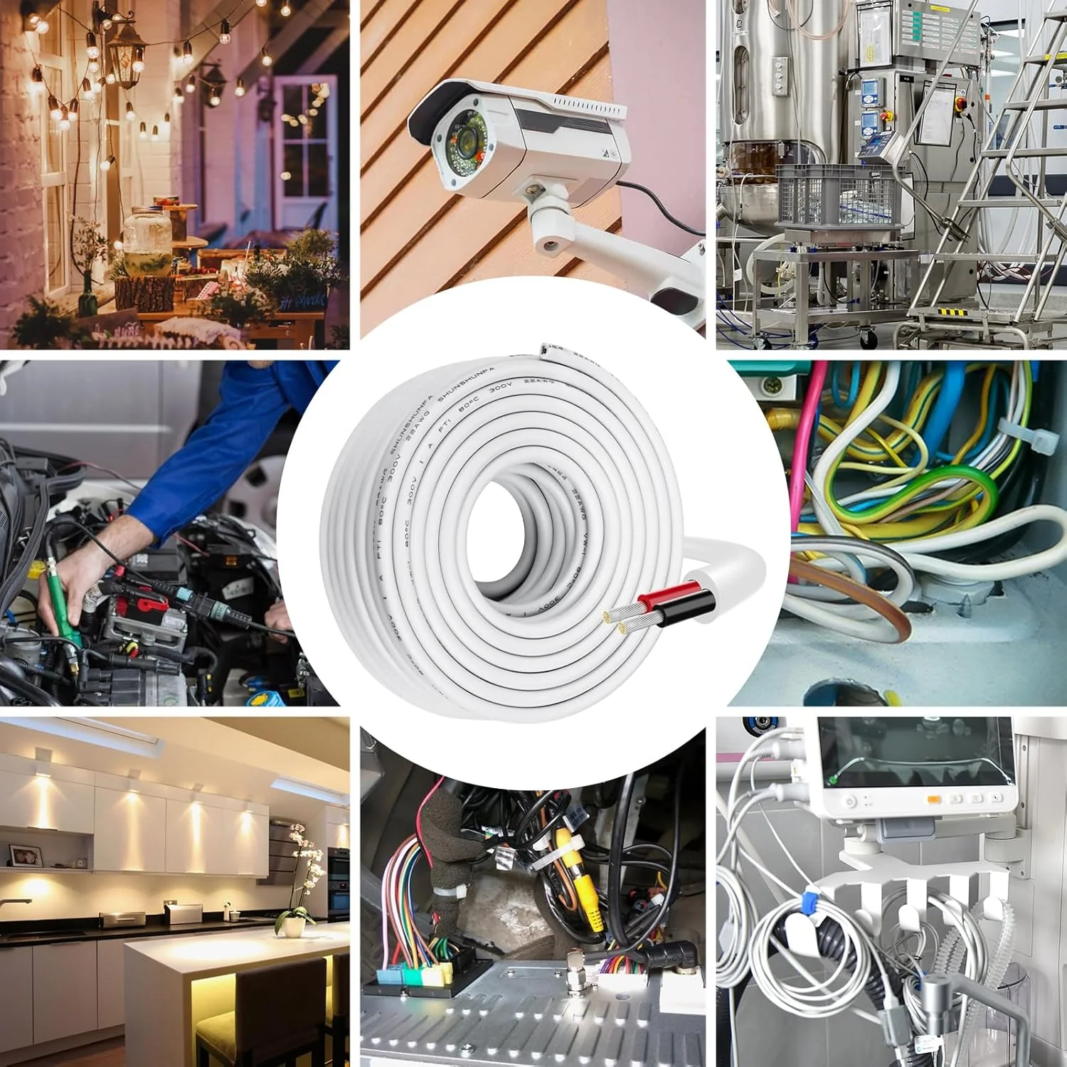 22 AWG Electrical Wire, 2/3/4/5 Conductor Stranded Tinned Copper Cable, Black/White PVC Jacket Flexible Multi-Core Extension Cord — 10/20/50m (33ft–165ft) Options - Image 8