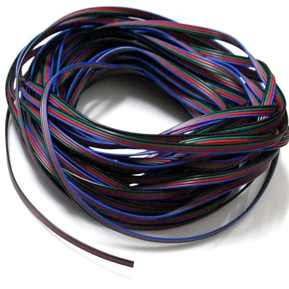 22Guage RGB LED Strip Extension Cable 20m/50m 4pin 4Color Stand Wire Bonded Flat Cable for SMD5050 3528 RGB Color - Image 3