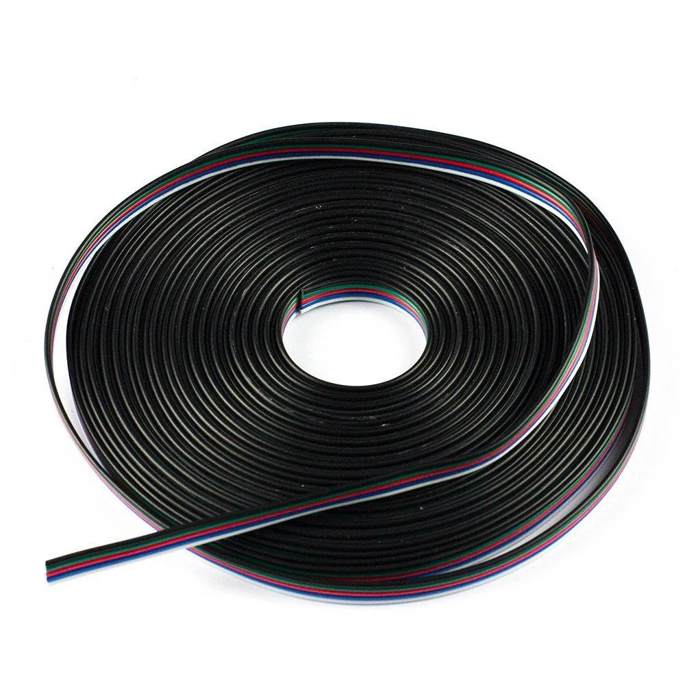 22Guage RGBW RGBWW LED Strip Extension Cable 20m/50m 5pin 5Color Stand Wire Bonded Flat Cable for SMD5050 RGBW RGBWW Color - Image 5