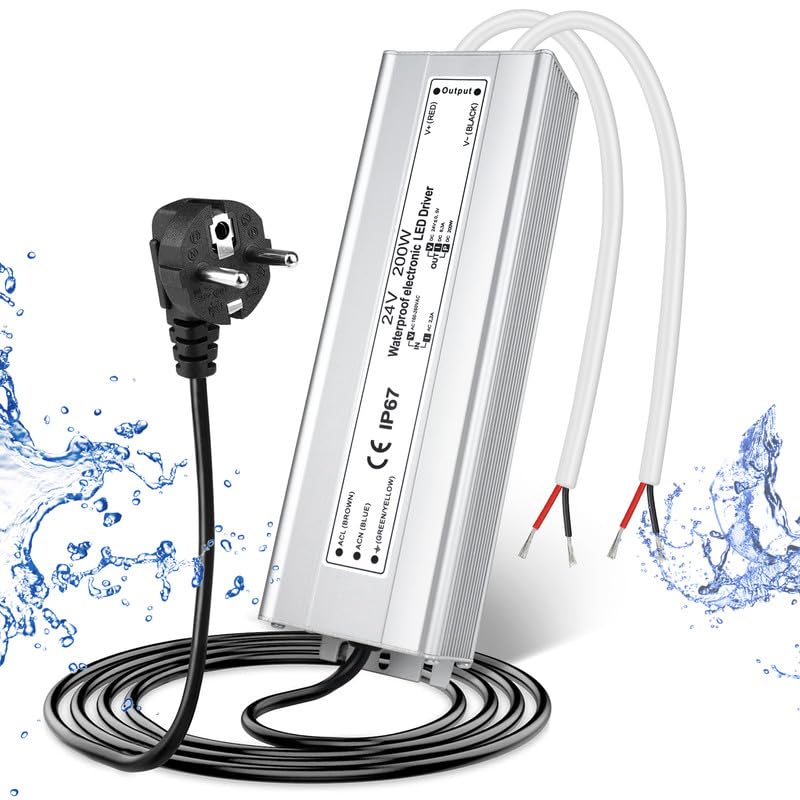 24V Waterproof LED Driver, 175–265V Input, 200W–500W, Single/Dual Wire Output, Outdoor Power Adapter, CE/RoHS/FCC — UK/EU Plug & Wire Leads Options - Image 11