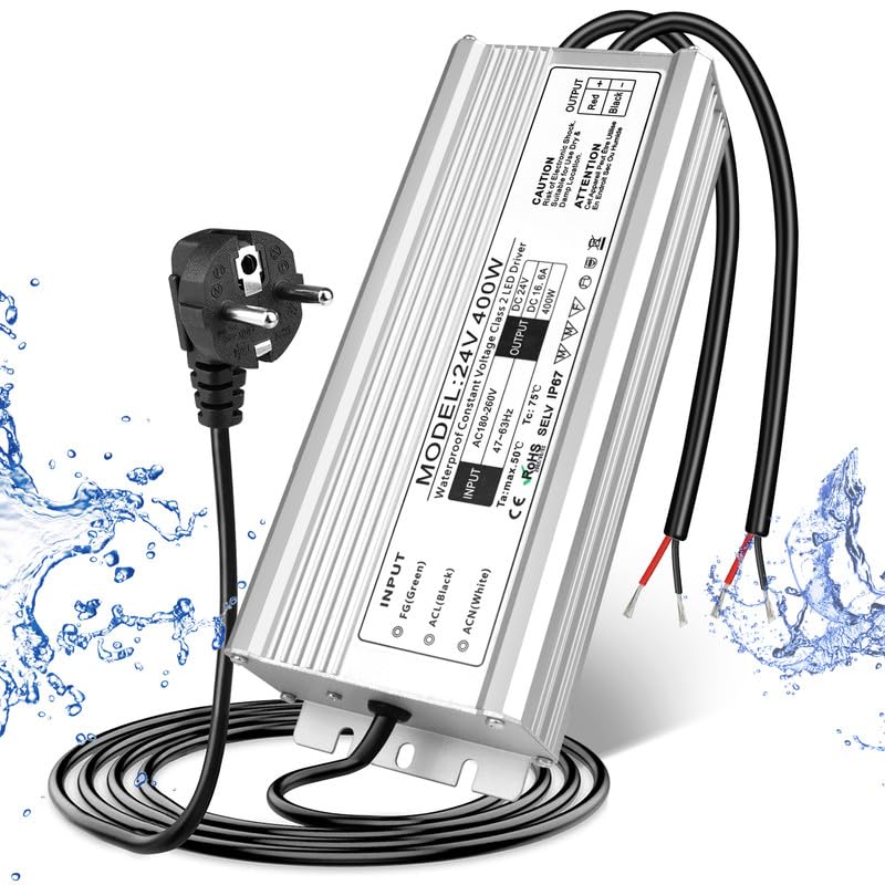 24V Waterproof LED Driver, 175–265V Input, 200W–500W, Single/Dual Wire Output, Outdoor Power Adapter, CE/RoHS/FCC — UK/EU Plug & Wire Leads Options - Image 15