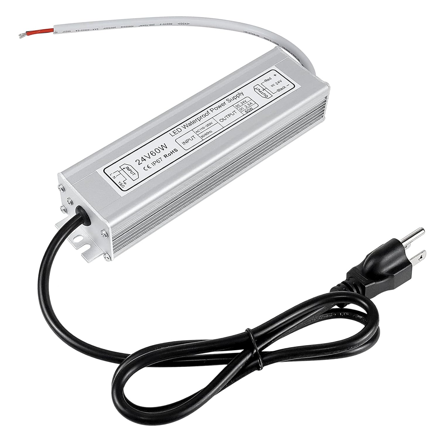 24V Waterproof LED Power Supply 30W–300W, 90–265V Input, Single/Dual Wire Output, Outdoor LED Driver, CE/RoHS/FCC — US/UK/EU Plug & Wire Leads Options - Image 10